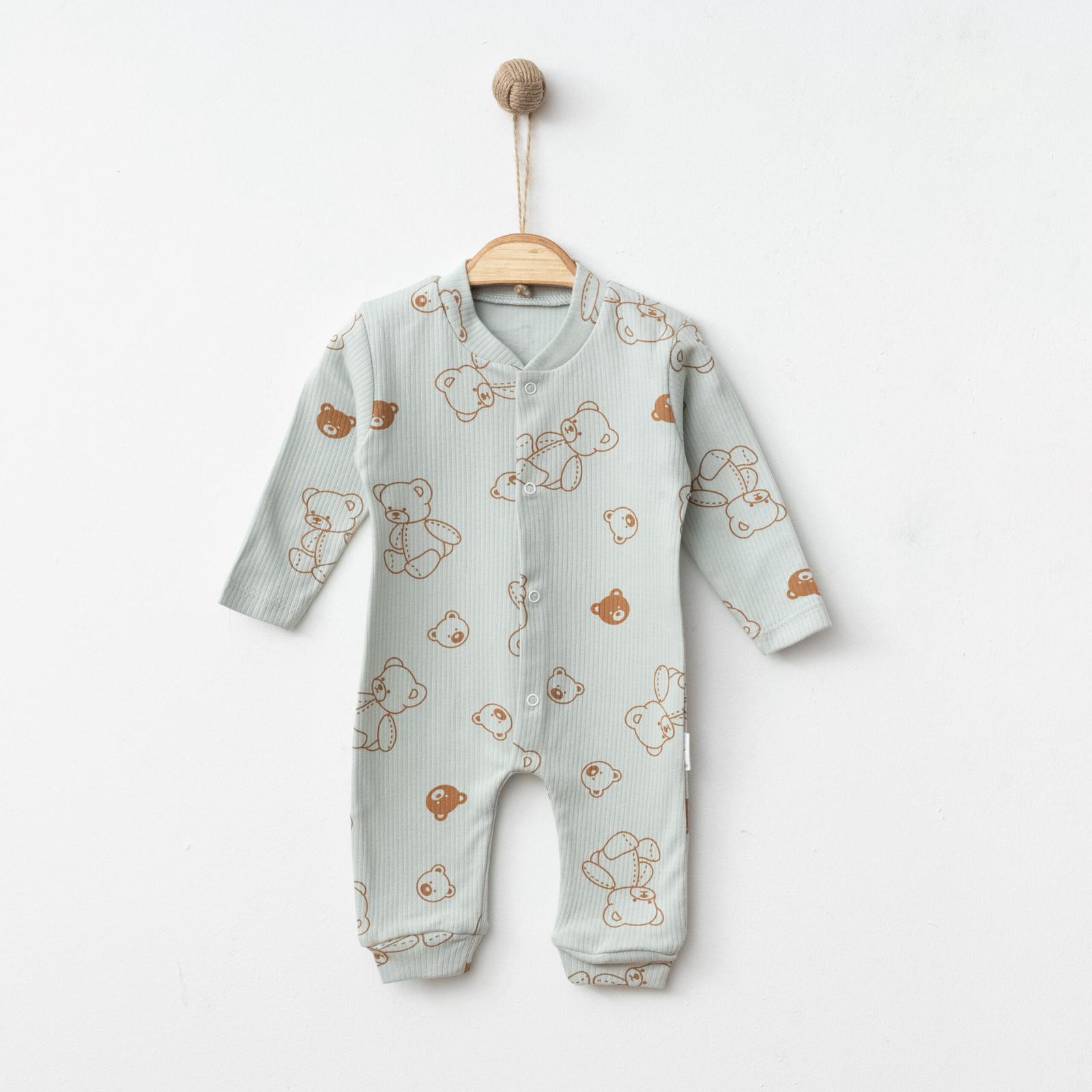 Sevimli Ayıcık Desenli Bebek Tulumu - Yeşil