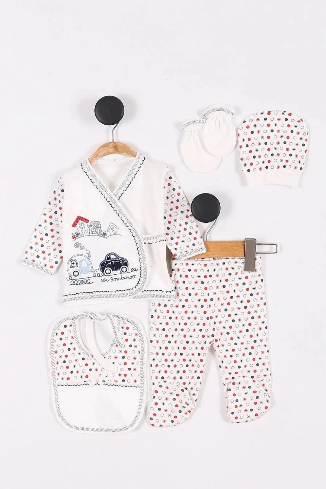 Juuta Araba Nakışlı 5'li Erkek Bebe Zıbın Seti - Lacivert