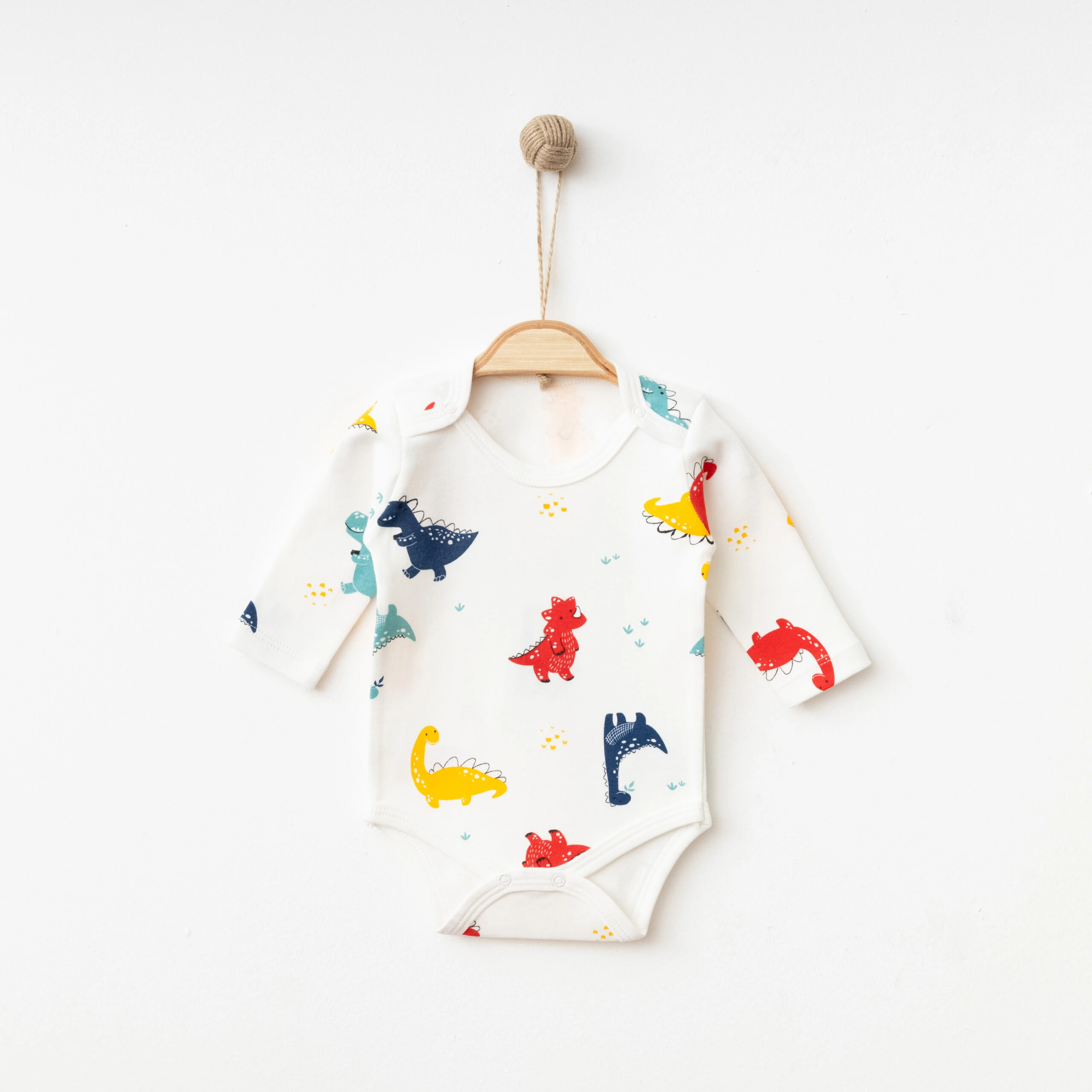 Nayinom Dinazor Baskılı Aylık Grup Çıtçıtlı Badi - Beyaz