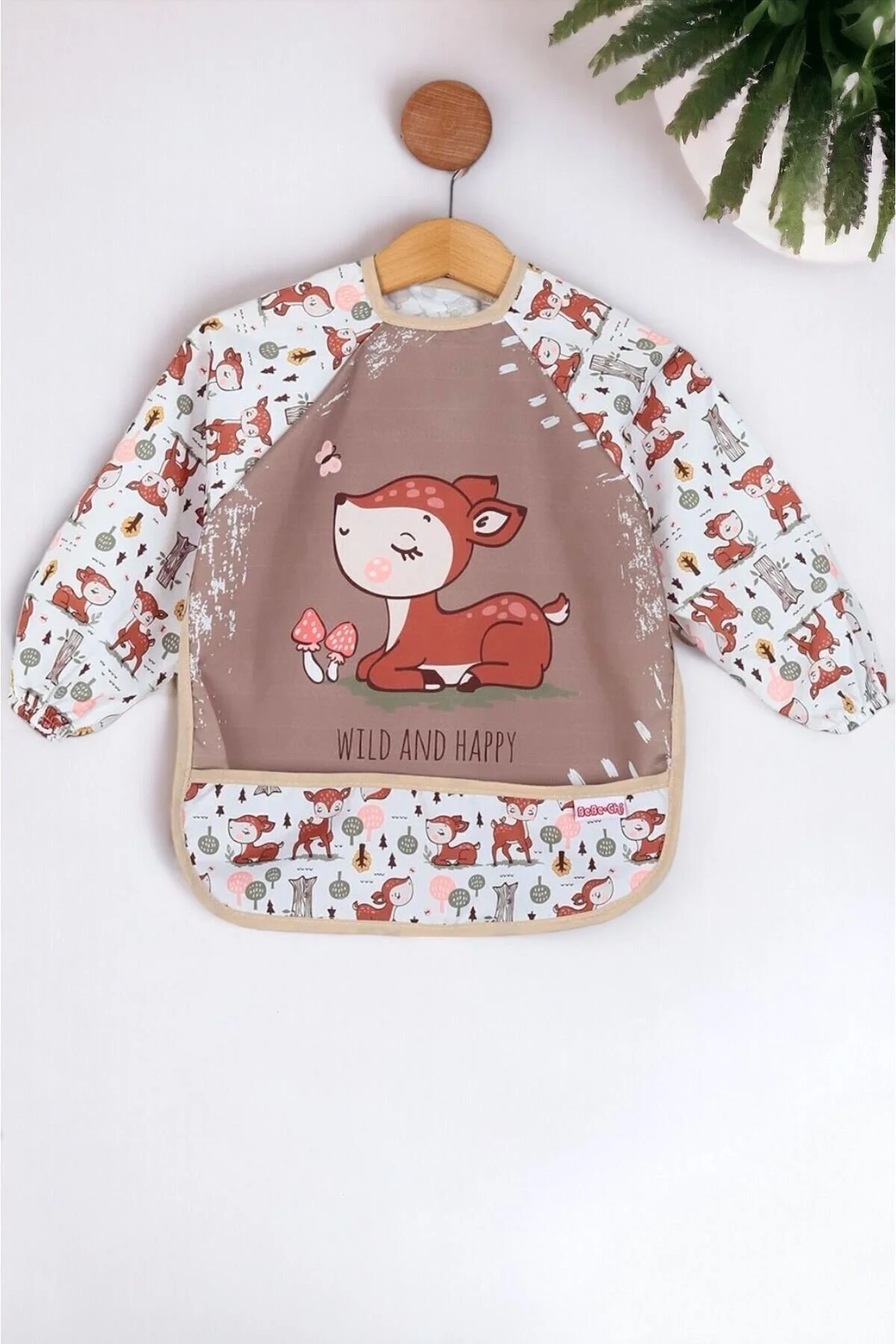 Sıvı Geçirmez Mama Ve Aktivite Boyama Önlüğü - Kahverengi Ceylan