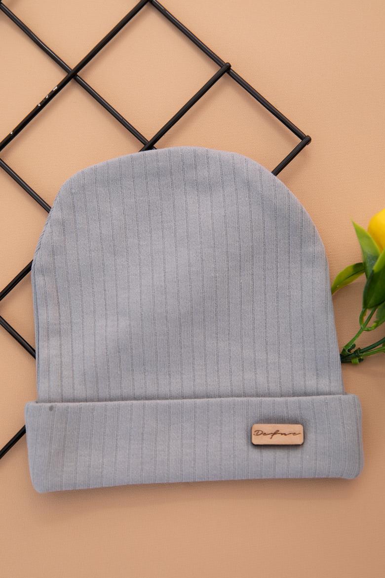 Defne Armalı Bebe Penye Şapka - Gri