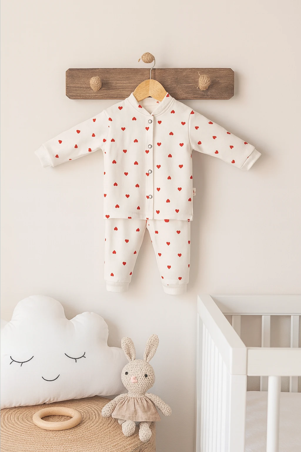 Sevilla Baby Kalp Baskılı Bebek Takım