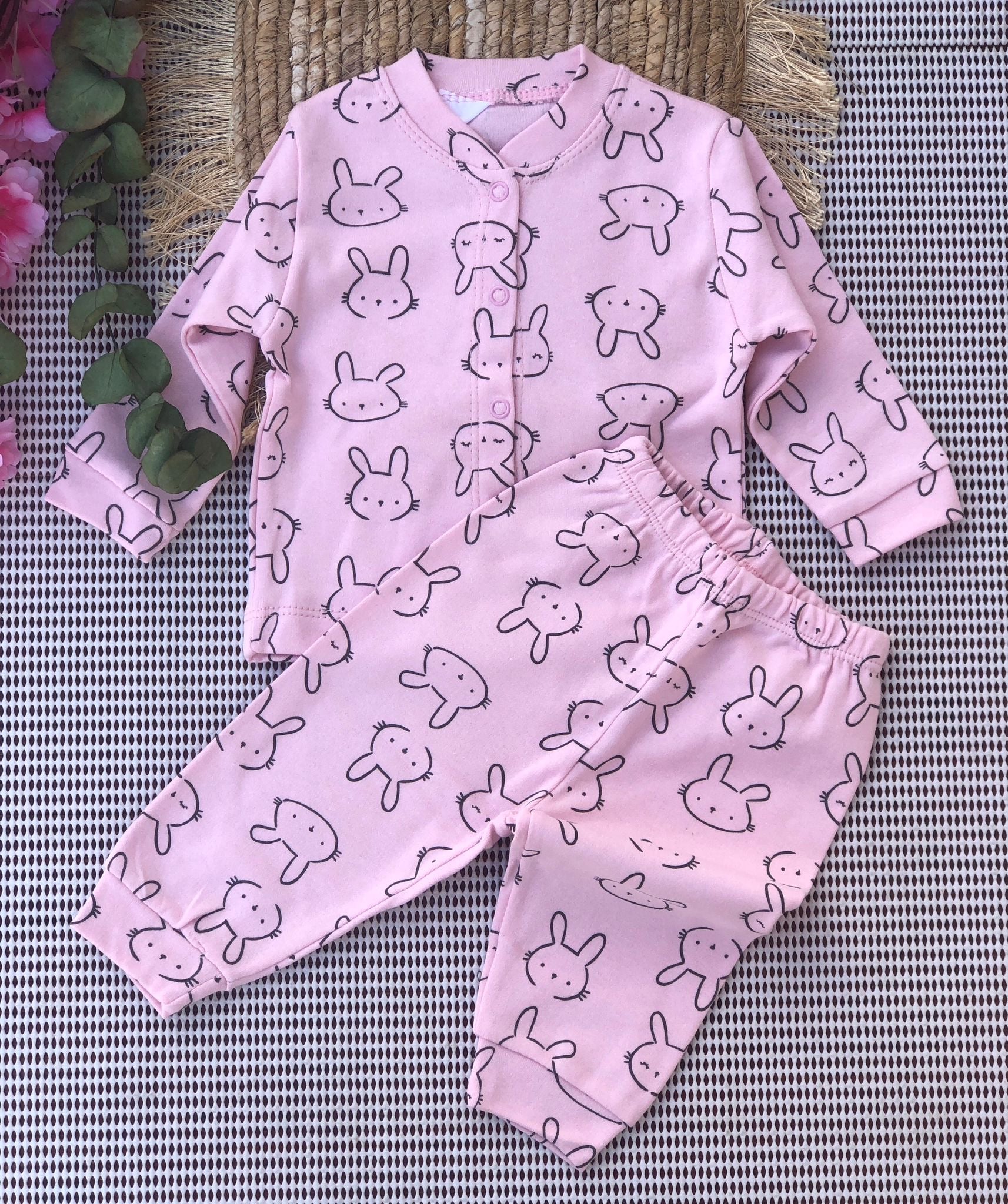  Sevilla Baby Tavşan Kafa Baskılı Takım - Pembe