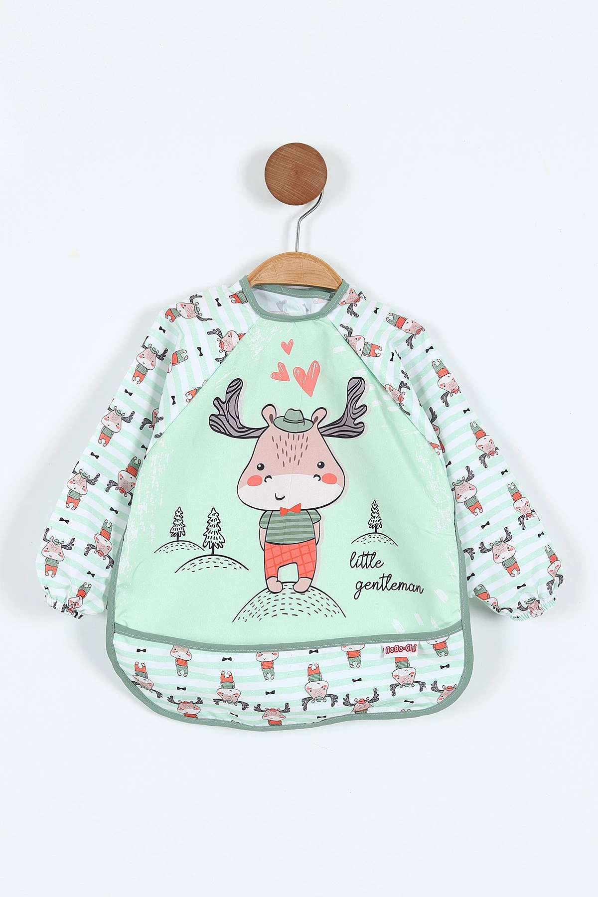 Sıvı Geçirmez Mama Ve Aktivite Boyama Önlüğü - Su Yeşili Geyik