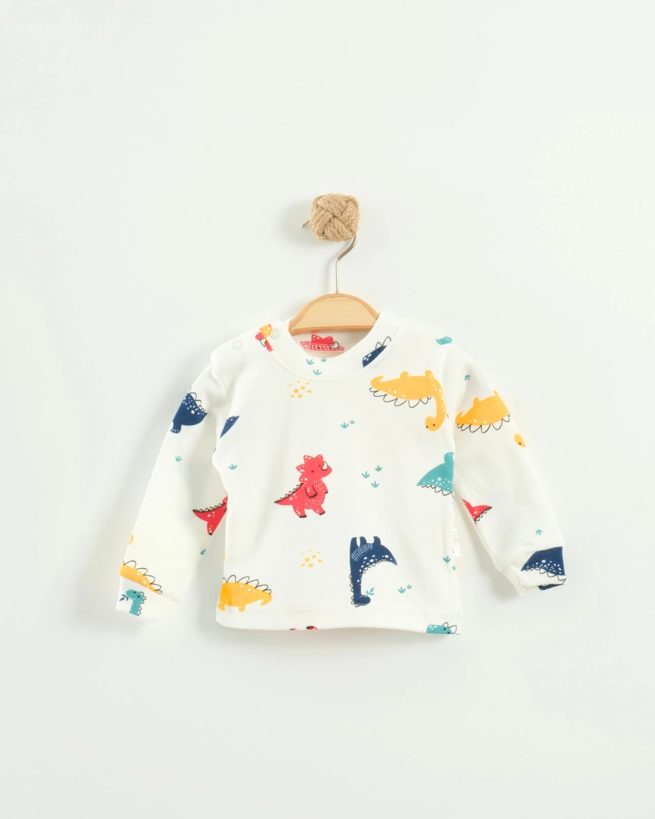 Nayinom Dinazor Desenli Bebek Aylık Badi - Beyaz