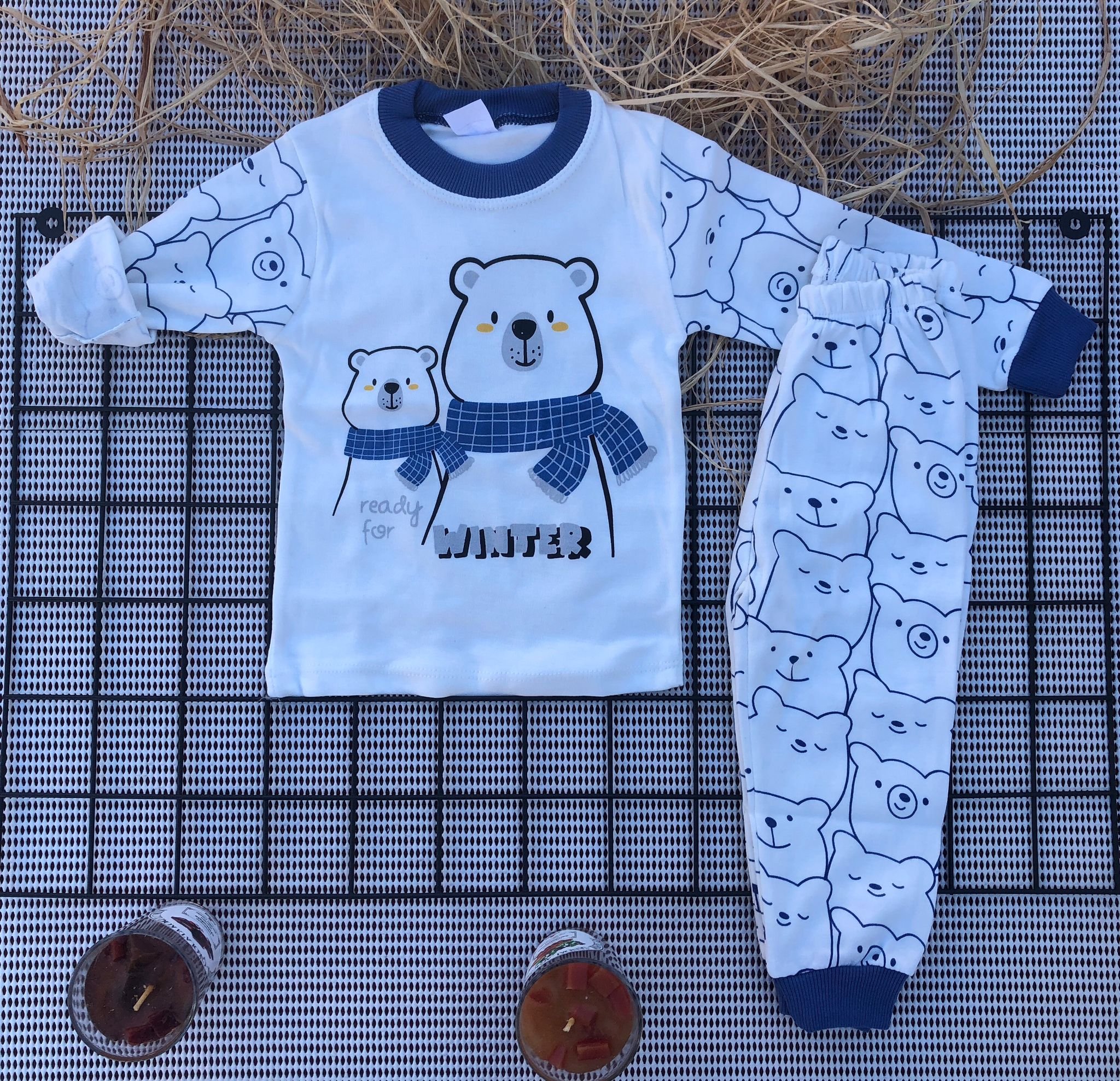 Süpermini Winter Baskılı Pijama Takımı - Lacivert