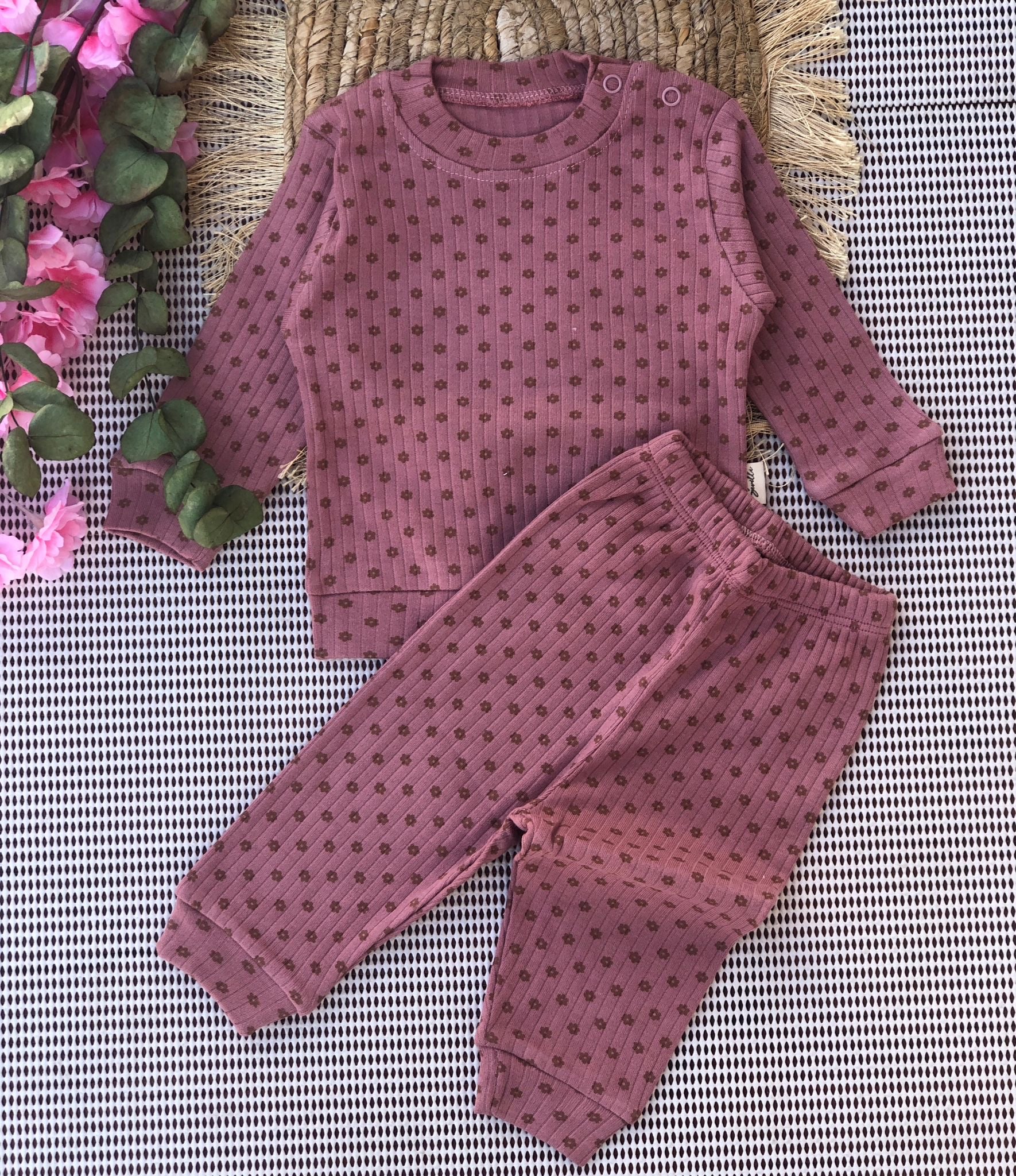 Sevilla Baby Yakadan Çıtçıtlı Bebe Takım - Nar