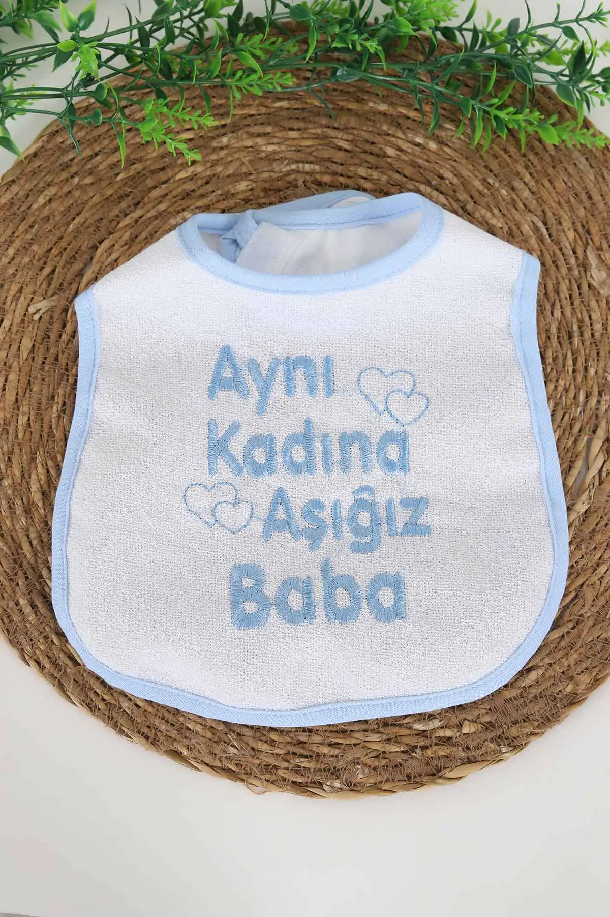 Babybibs Aynı Kadına Aşığız Baba Nakışlı Mama Önlüğü - Mavi