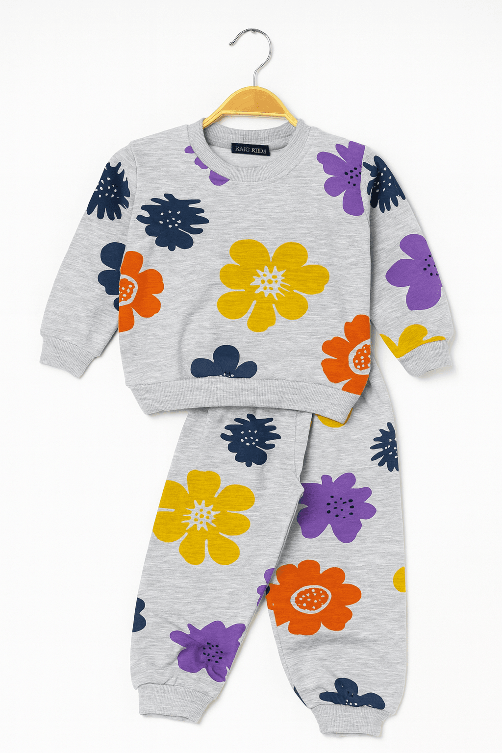 Ykş Gri Desenli Pijama Takımı - Çiçek Sarı