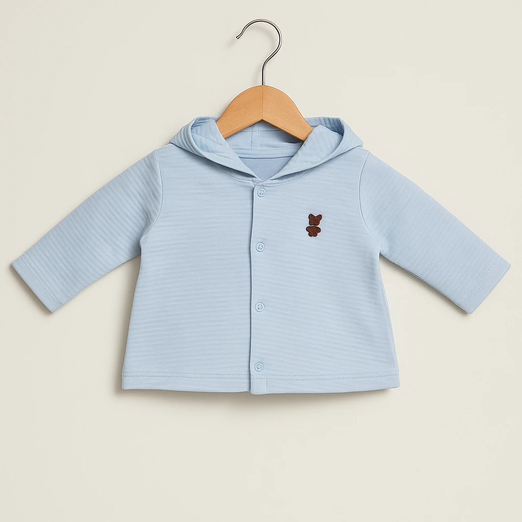 Bebitof Armalı Kapüşonlu Hırka - Mavi