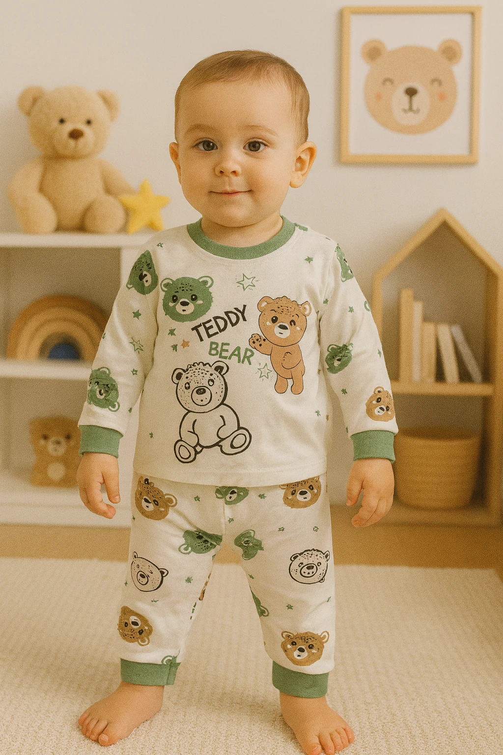 Süpermini Baskılı Pijama Takımı - Yeşil