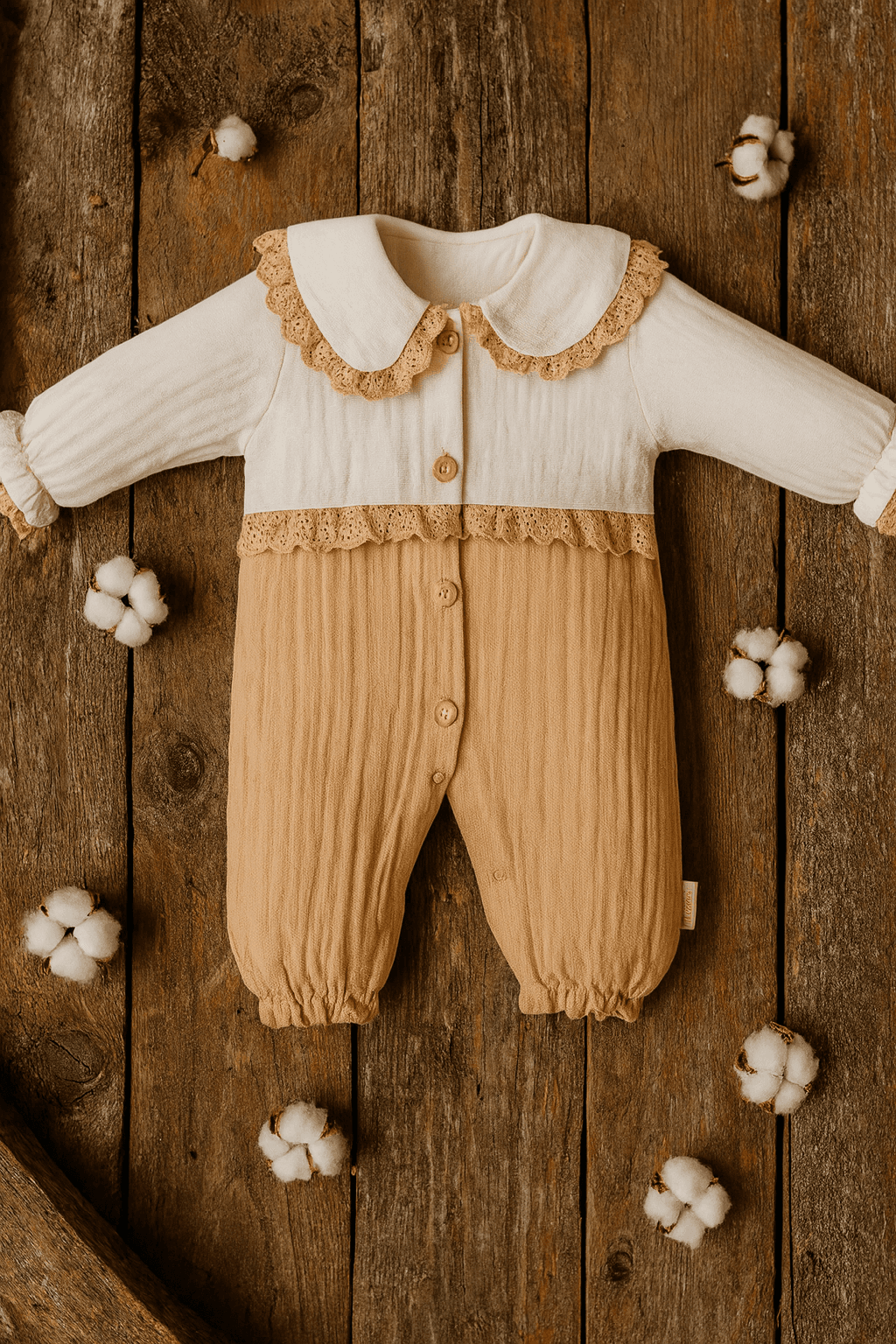 Necixs Yoro Bebe Yakalı Kız Tulum - Bej