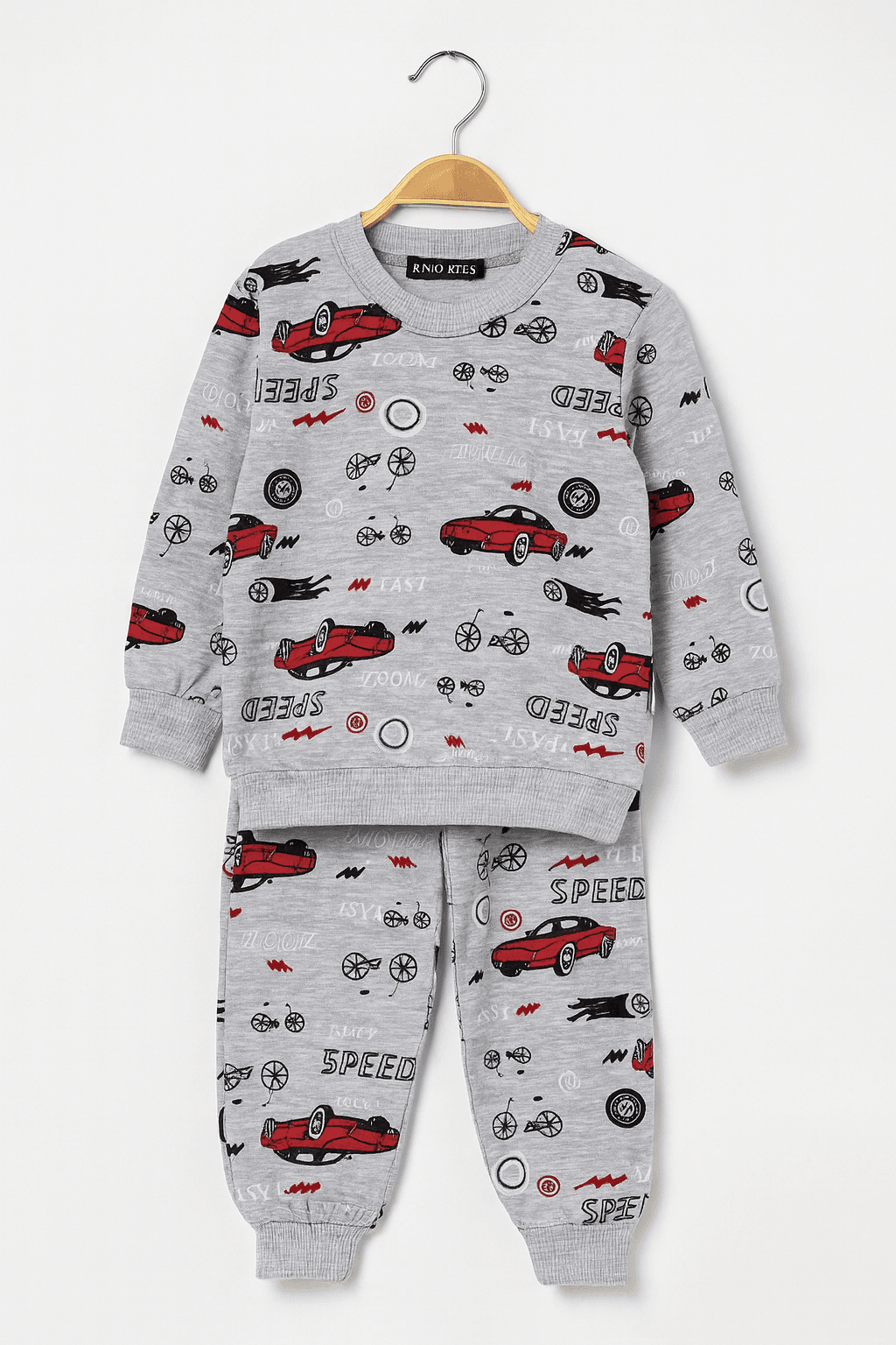Ykş Gri Desenli Pijama Takımı - Kırmızı Araba