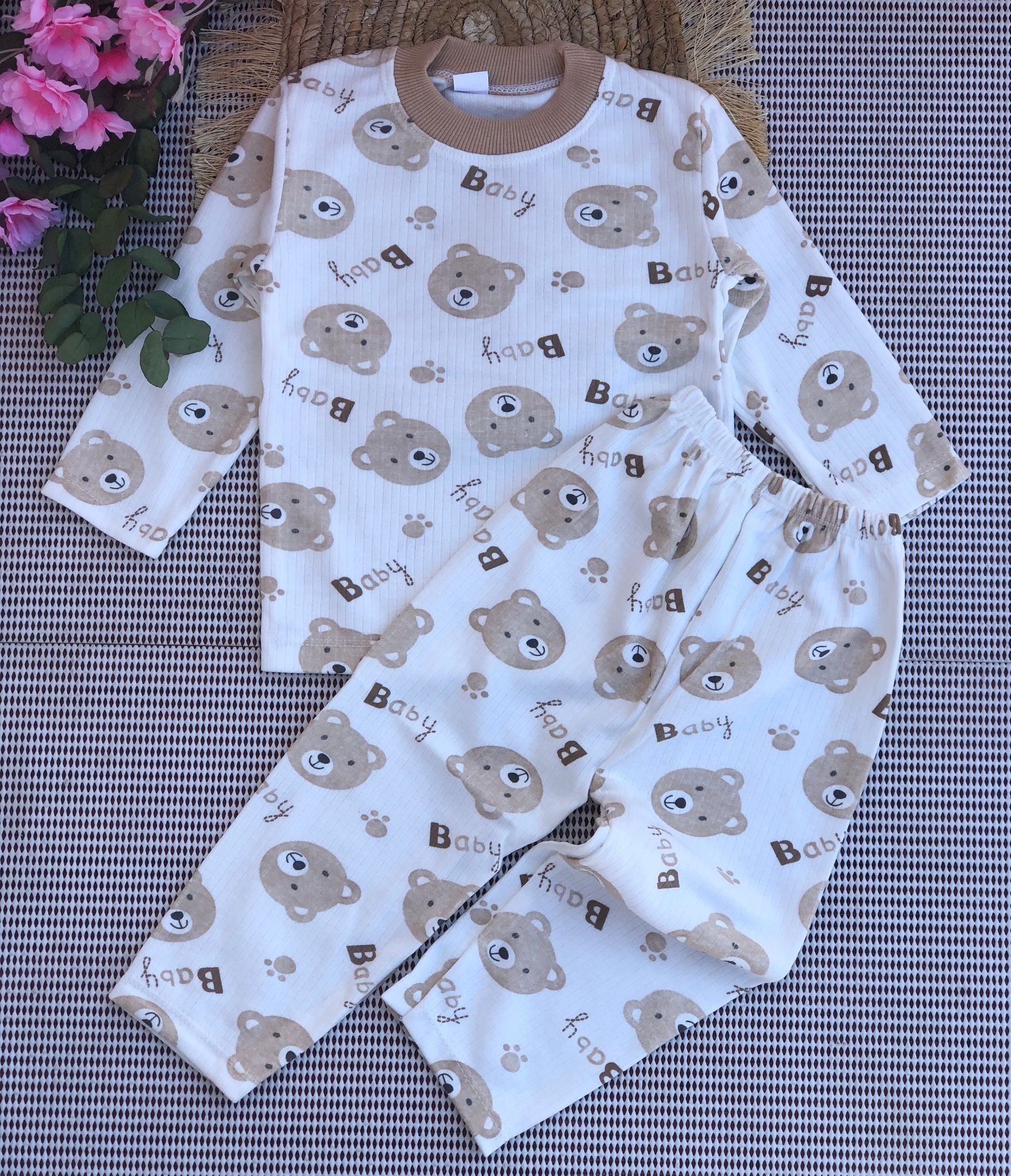 Özlem Desenli Pijama Takımı - Ayı