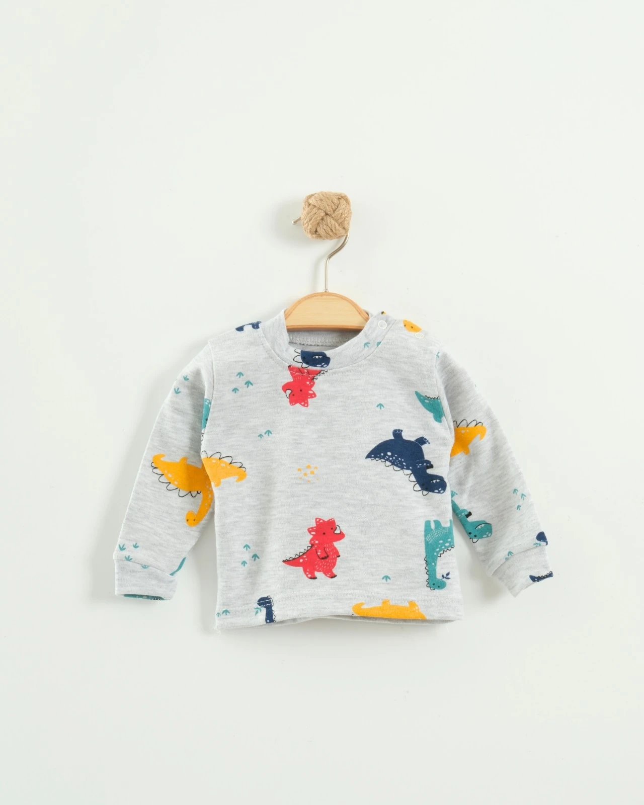 Nayinom Dinazor Desenli Bebek Aylık Badi - Gri