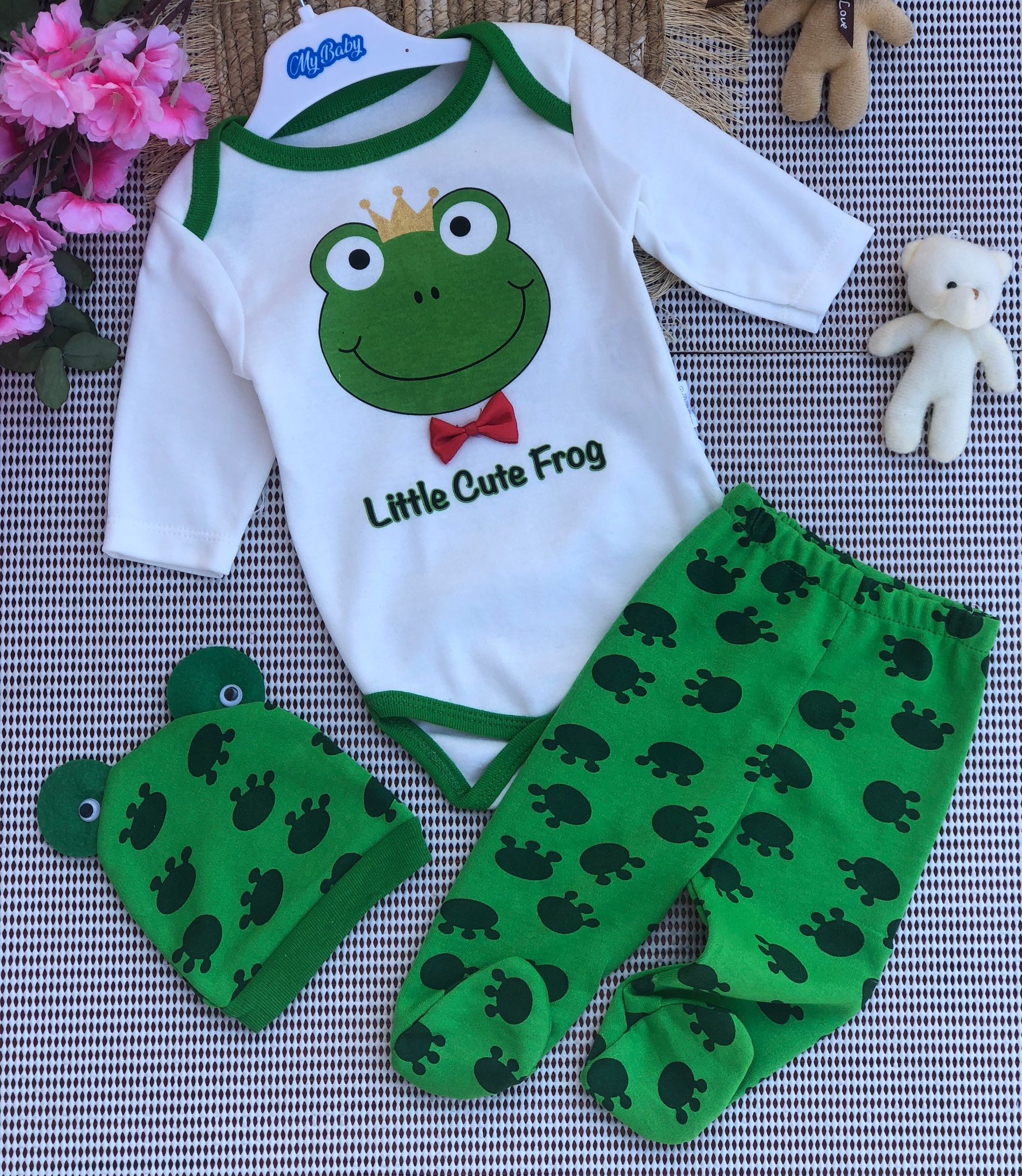 MiniBird Desenli Baskılı 3'lü Set - Kurbağa