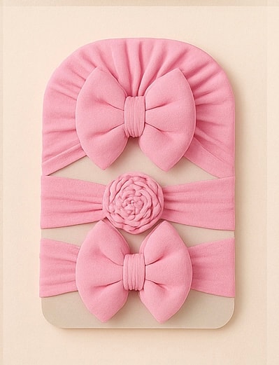 Bebek Bandana Bone 3'lü Set - Açık Pembe