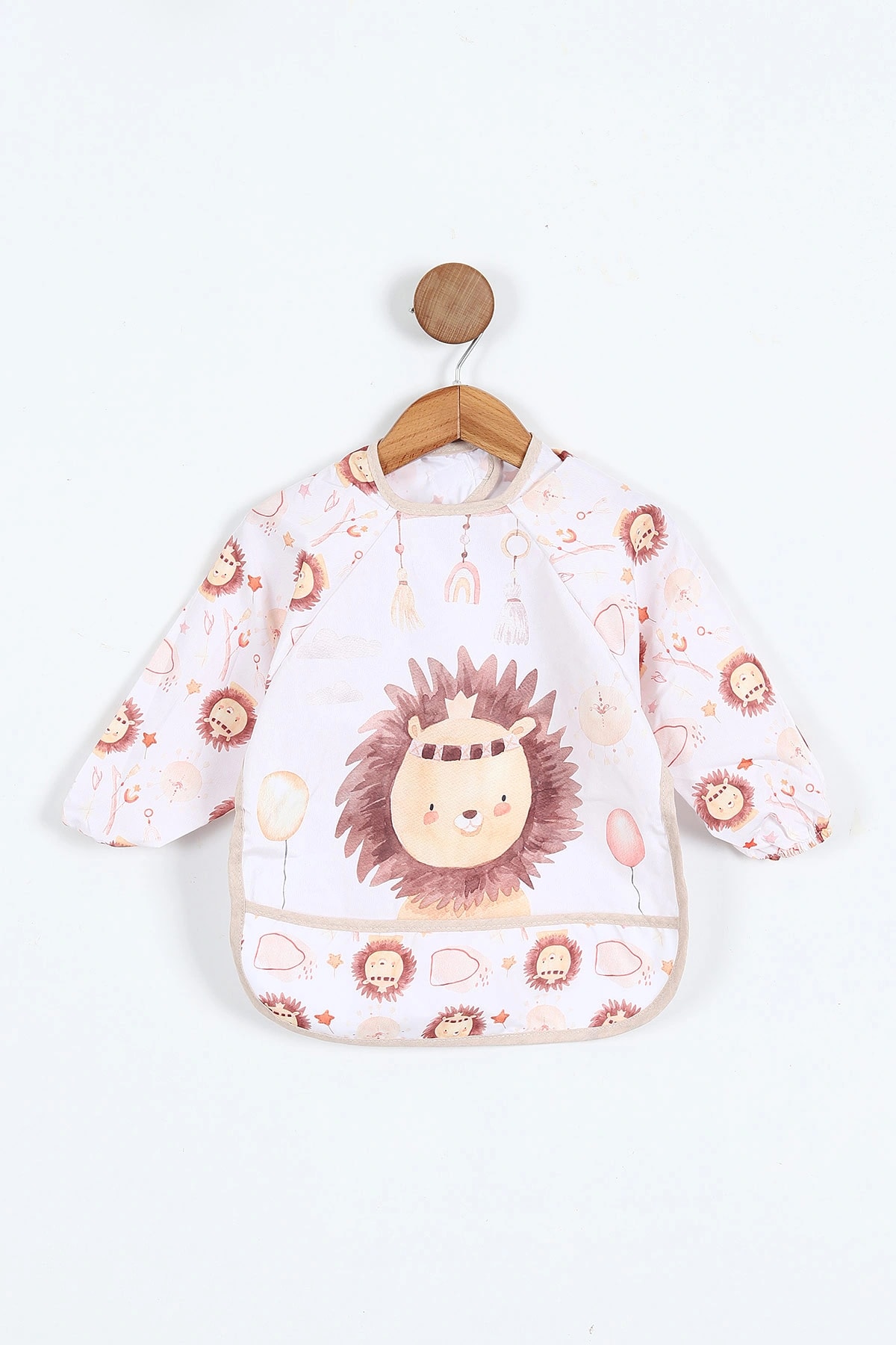 Sıvı Geçirmez Mama Ve Aktivite Boyama Önlüğü - Beyaz Aslan