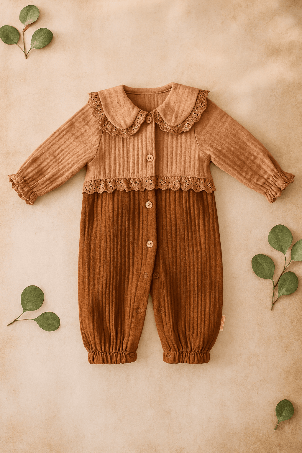 Necixs Yoro Bebe Yakalı Kız Tulum - Kahverengi