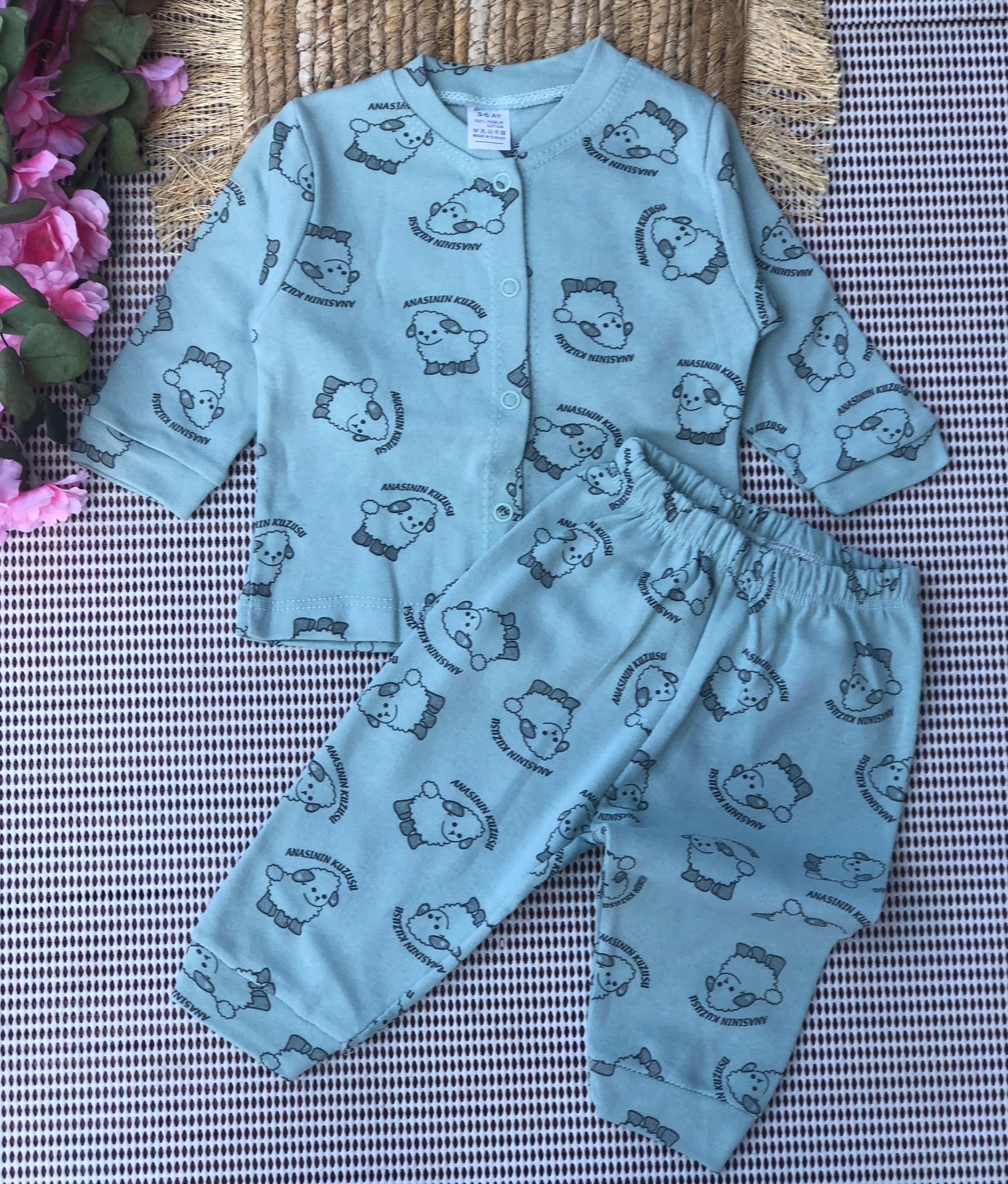 Sevilla Baby Kuzu Baskılı Çıtçıtlı Takım - Yeşil