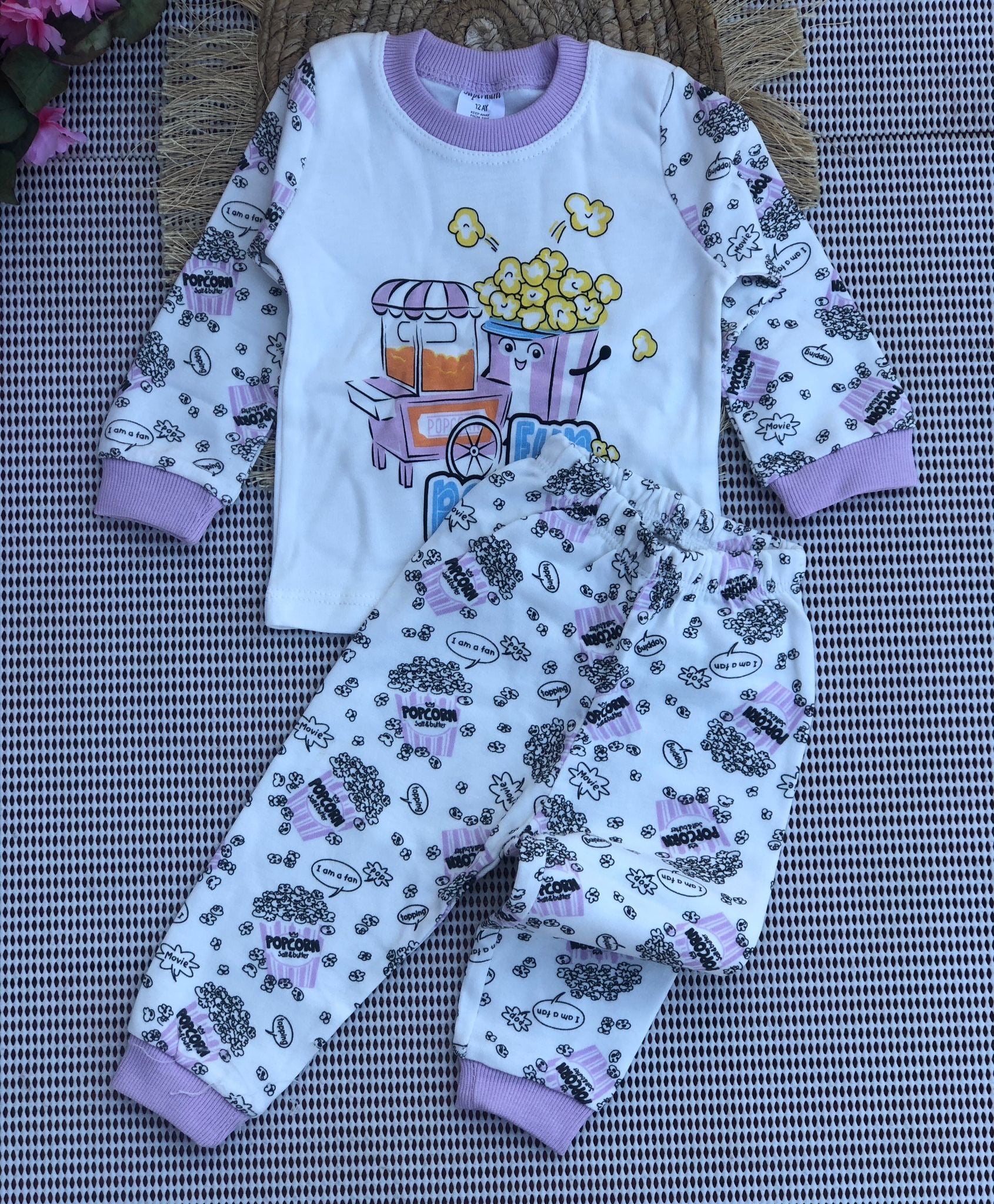 Süpermini Mısırcı Baskılı Pijama Takımı - Mor