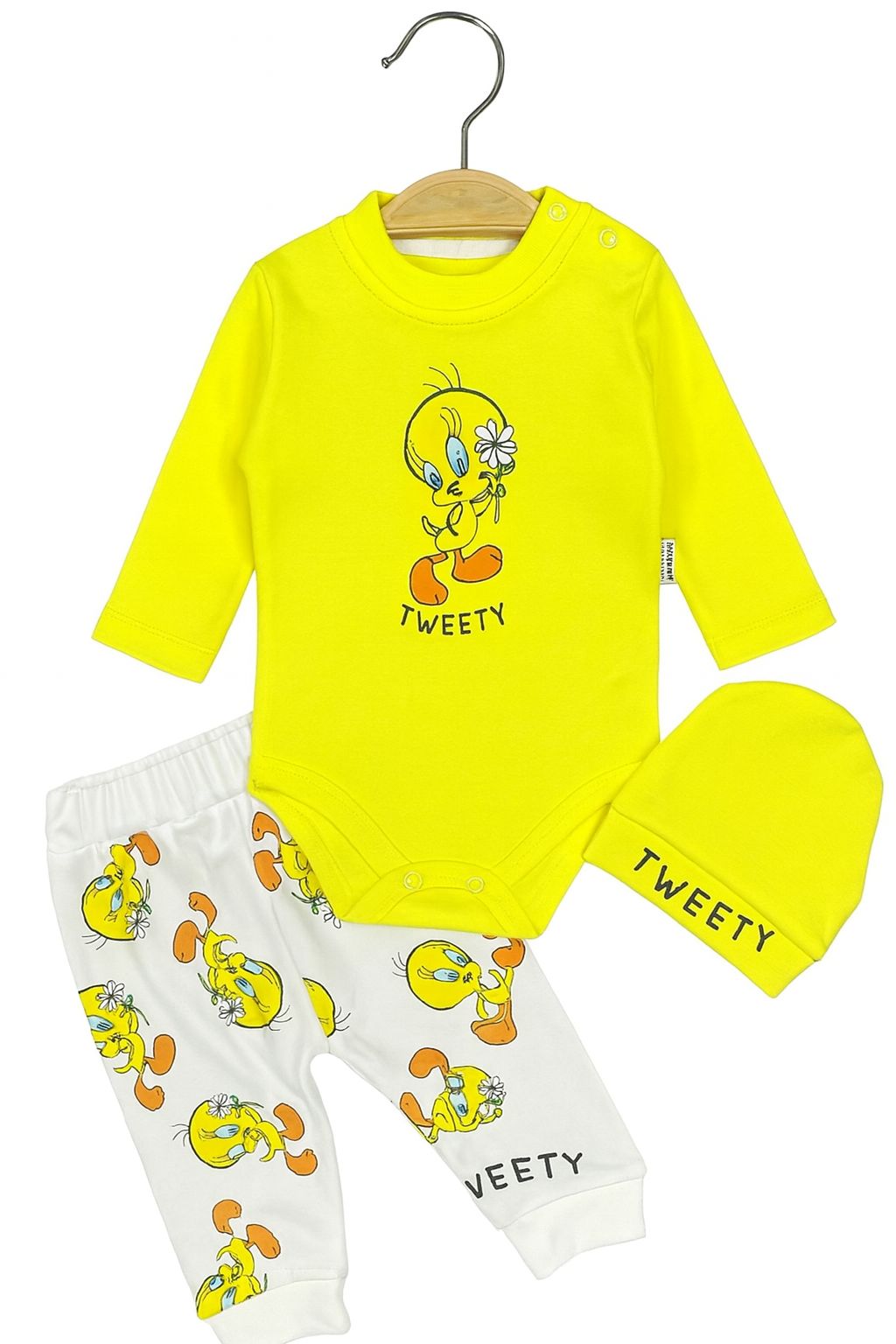 Tweety Kuş Baskılı 3'lü Bebek Takımı