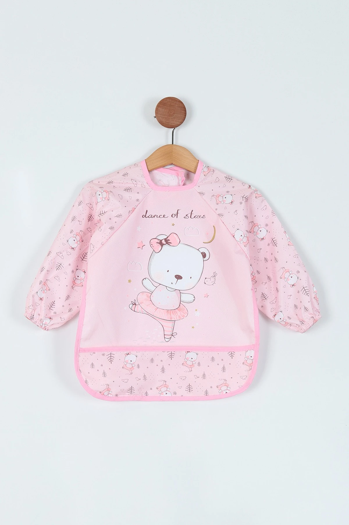 Sıvı Geçirmez Mama Ve Aktivite Boyama Önlüğü - Pembe Ayı