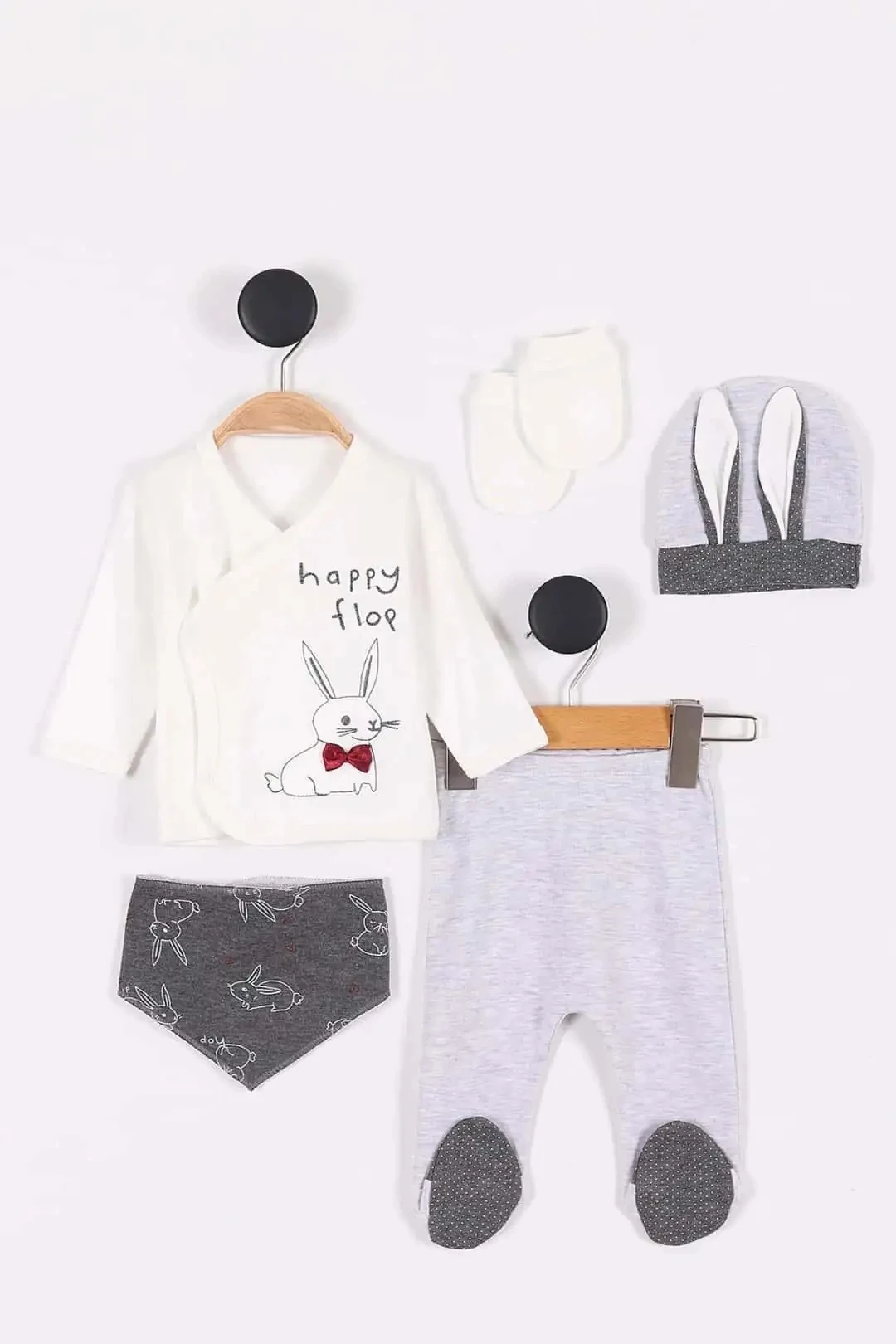 Happy Flop 5'li Zıbın Erkek Çocuk Takım - Gri
