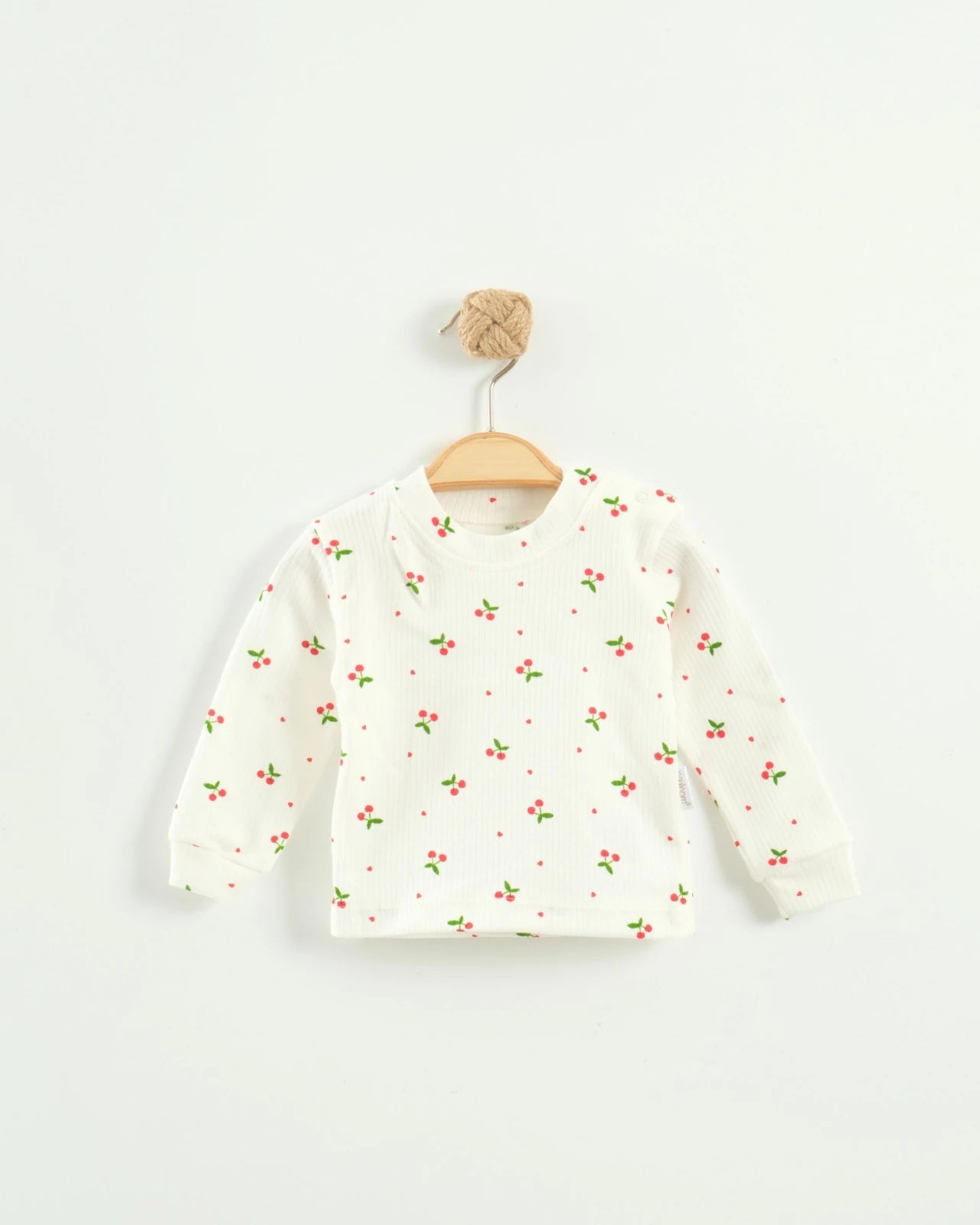 Nayinom Kirazlı Baskılı Bebek Badi - Beyaz