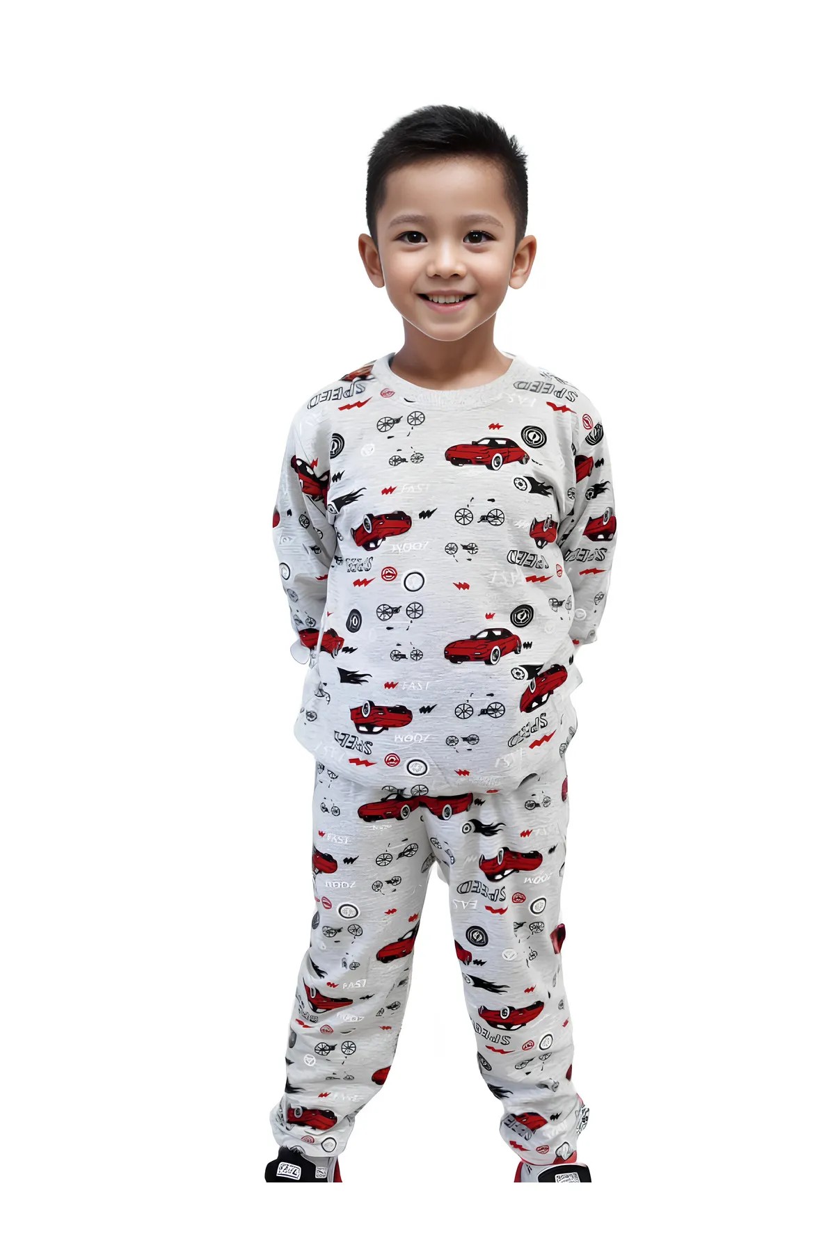 Ykş Kids Gri Araba Desenli Erkek Pijama Takımı