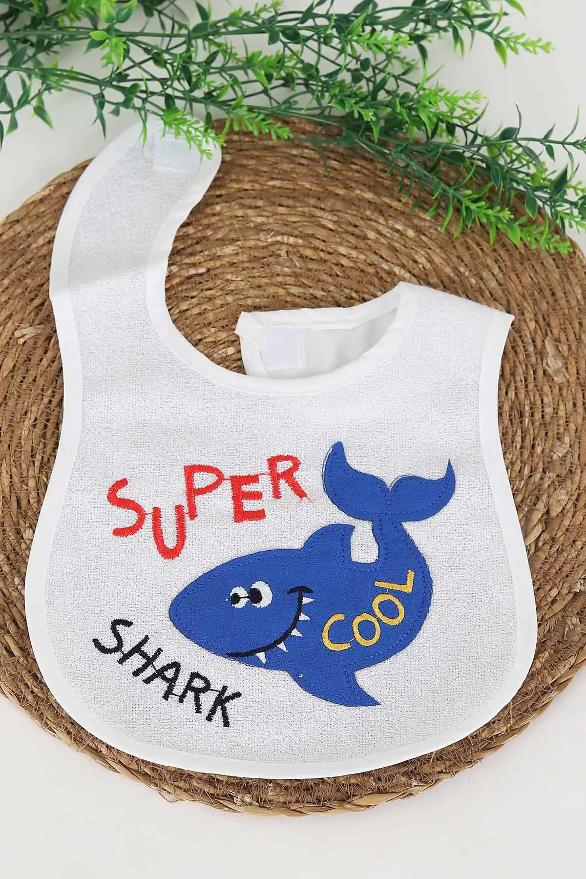 BabyBibs Saks Mavisi Balina Nakışlı Mama Önlüğü