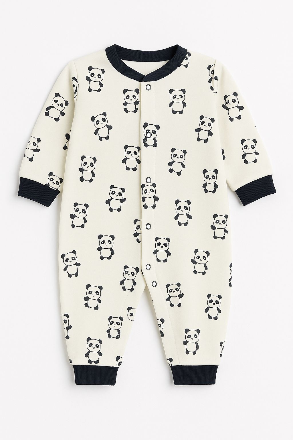 Panda Desenli Bebek Tulumu - Beyaz