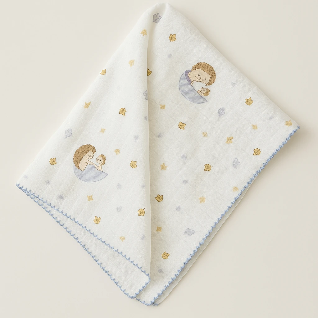 Berço Desenli Müslin Battaniye - Mavi Animals