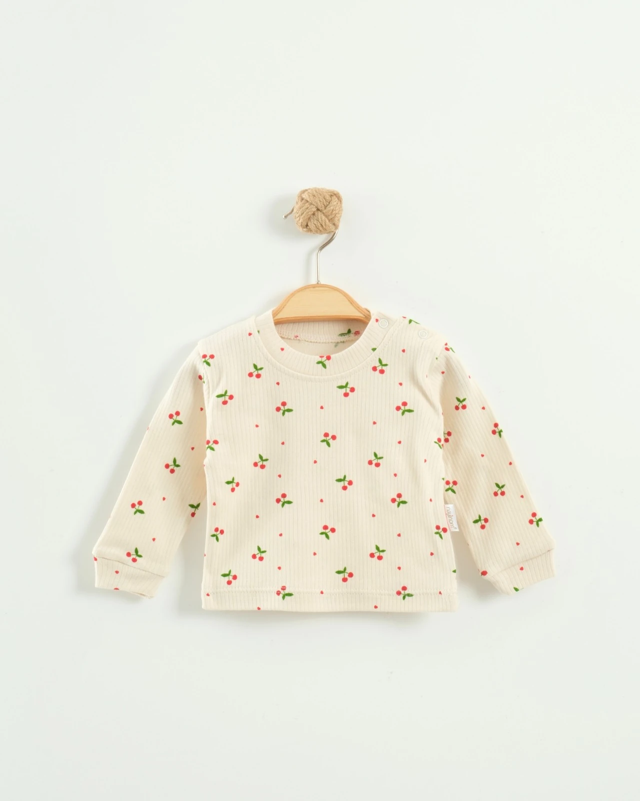 Nayinom Kirazlı Baskılı Bebek Badi Yaş Grubu - Bej