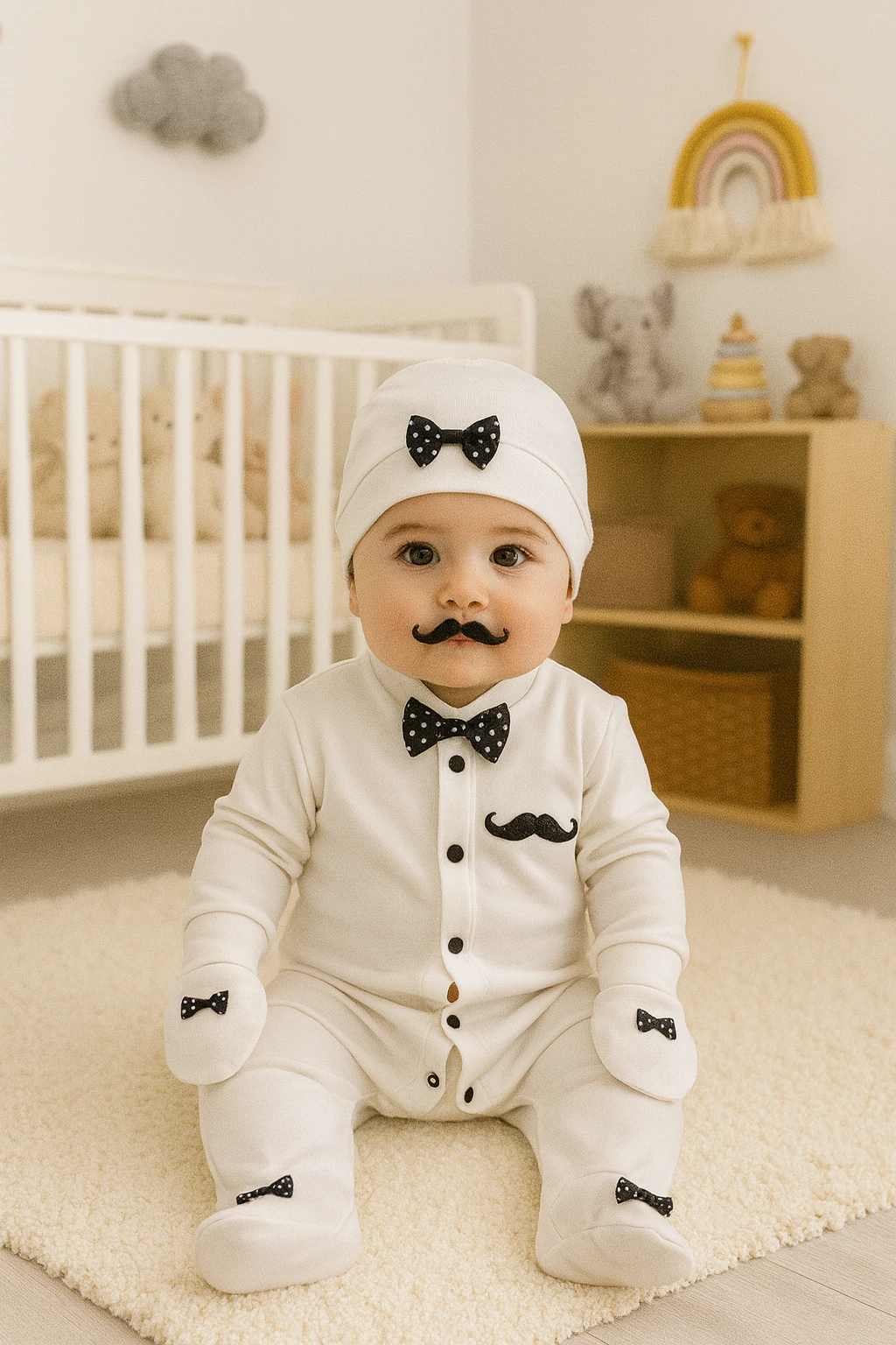 Waffle Nakışlı 3'lü Tulum - Beyaz