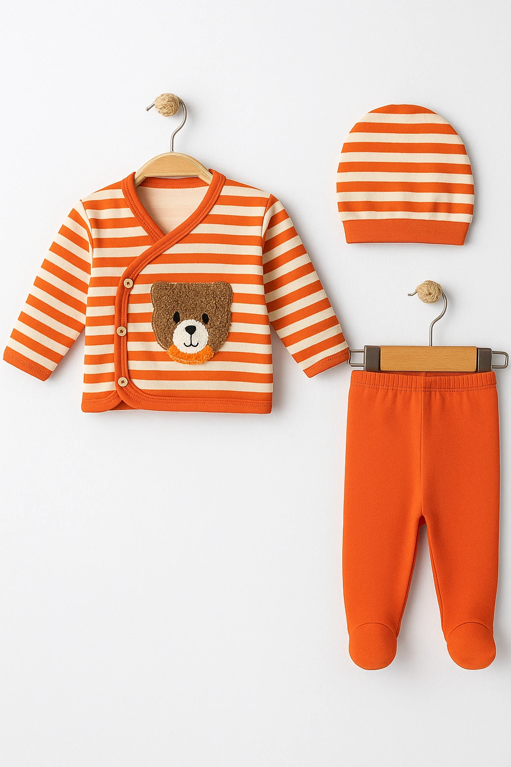 GoncaZem Ayı Süzene Nakışlı Yenidoğan Set - Kırmızı