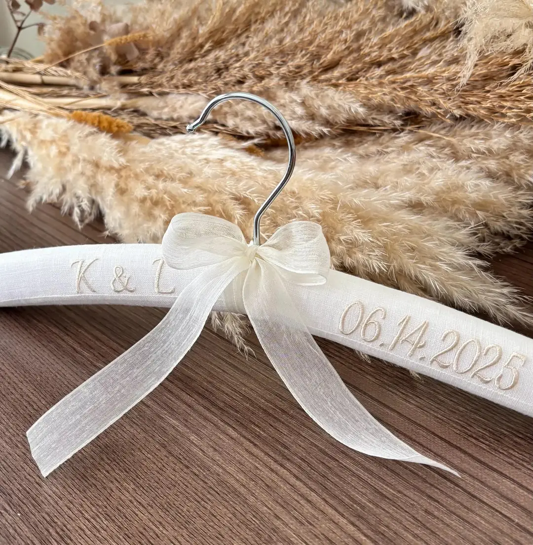 Personalized Linen Wedding Dress Hanger: Embroidered Bridal Keepsake,Custom Name Bride Gift Personalized Linen Wedding Dress Hanger: Embroidered Bridal Keepsake,Custom Name Bride Gift