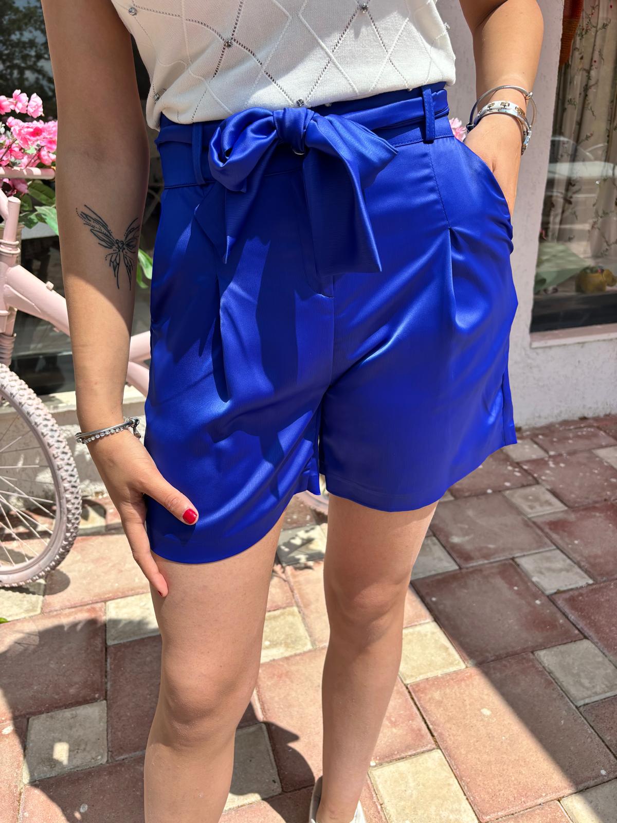 Saten Saks Şort