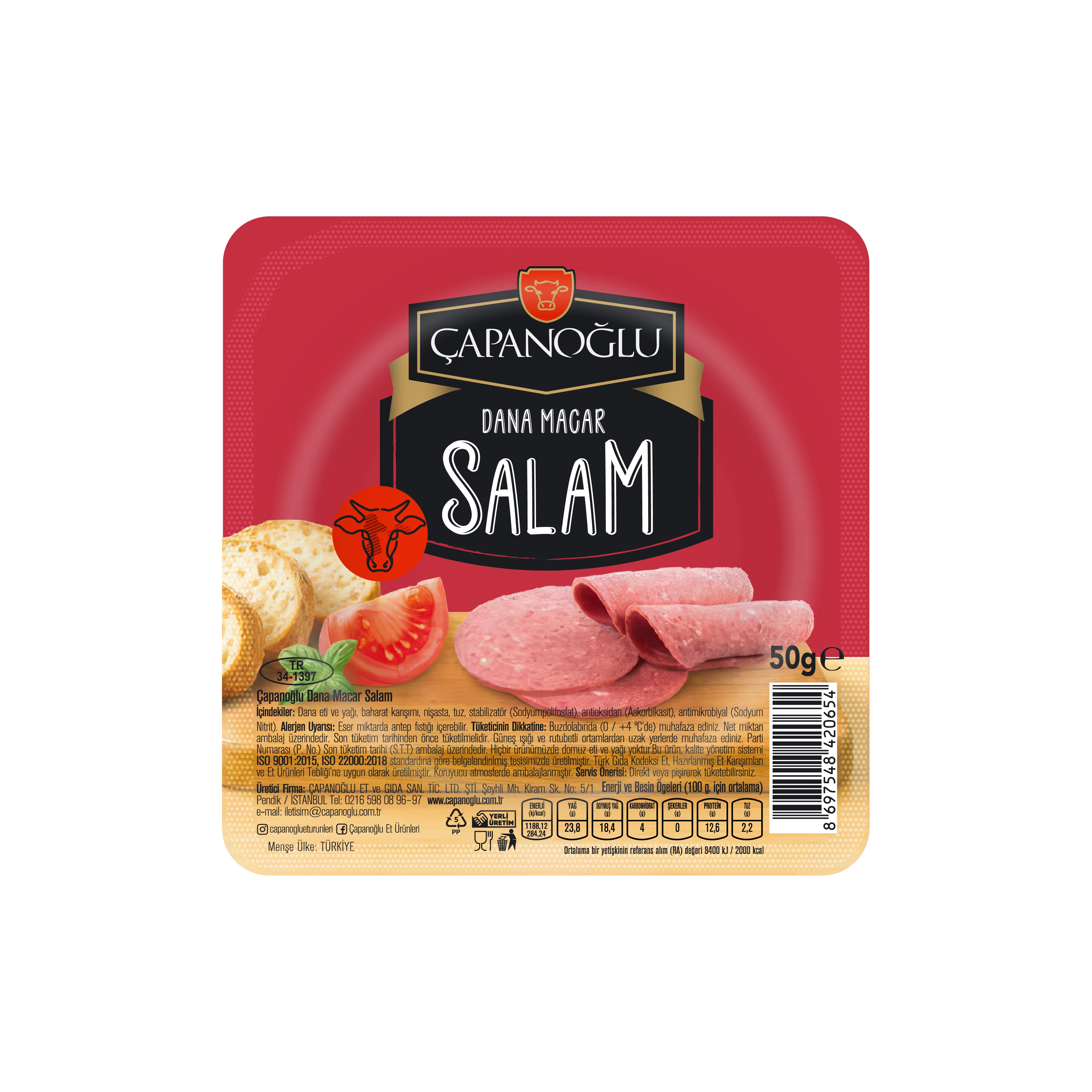 Dilimli Dana Macar Salam 50gr (5 Adet)