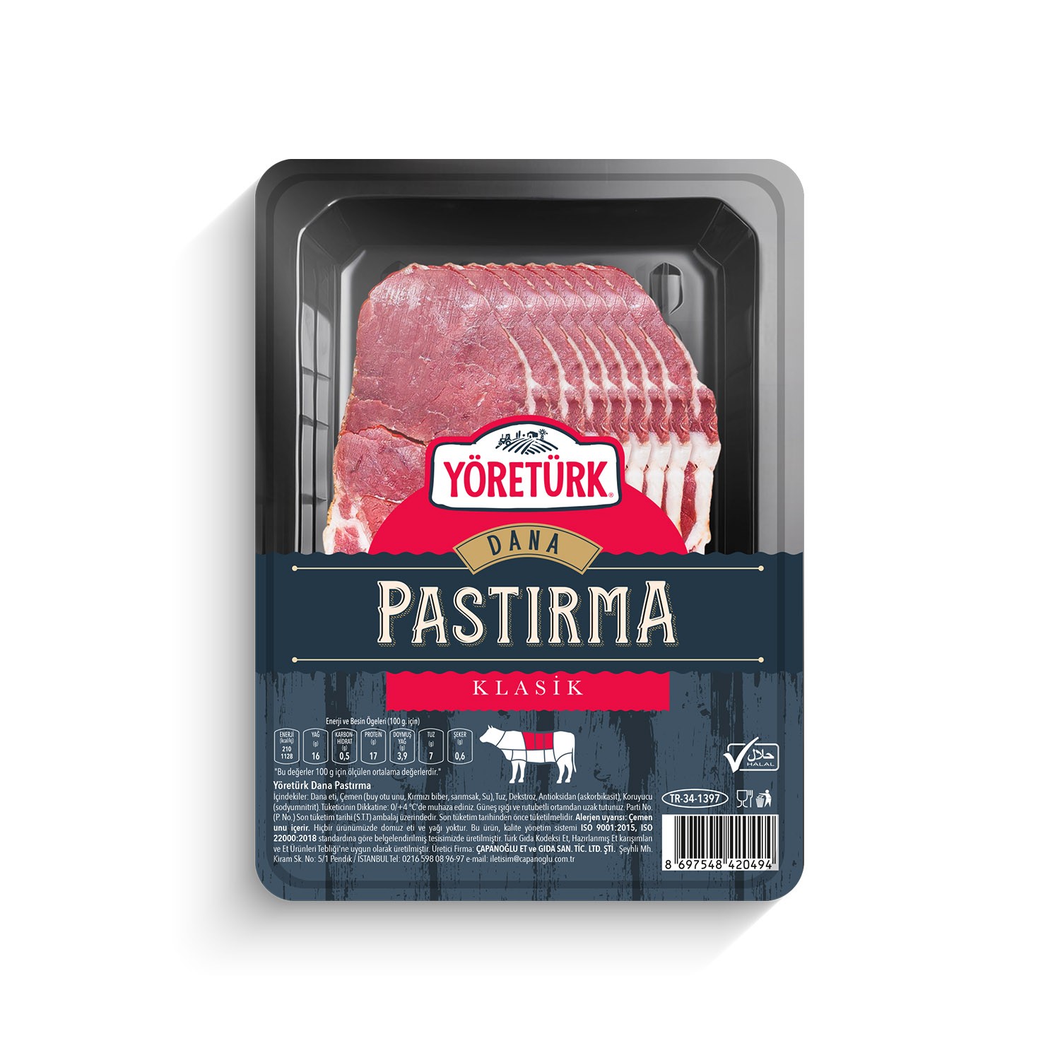 Dilimli Çemensiz Dana Pastırma 80gr.