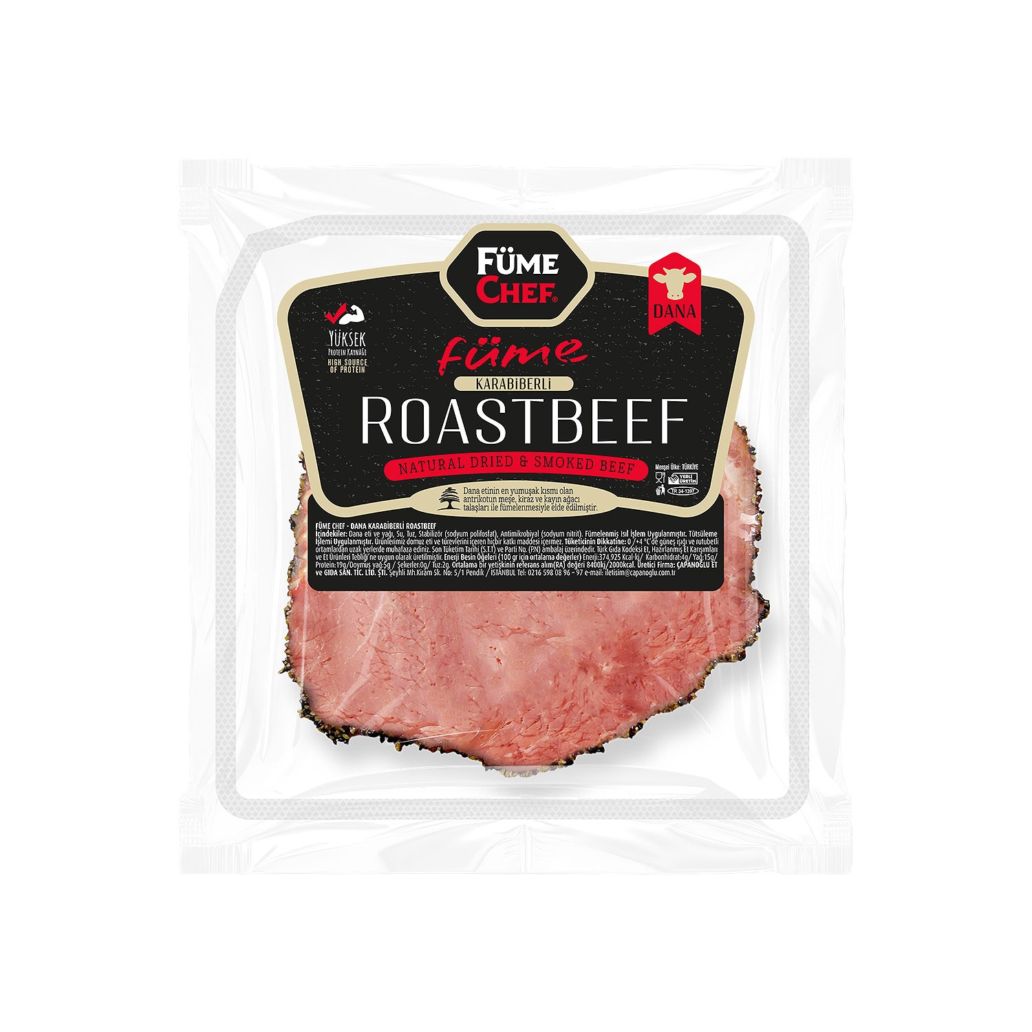 Dilim Dana Karabiberli Füme Roastbeef (Rozbif) - 100gr