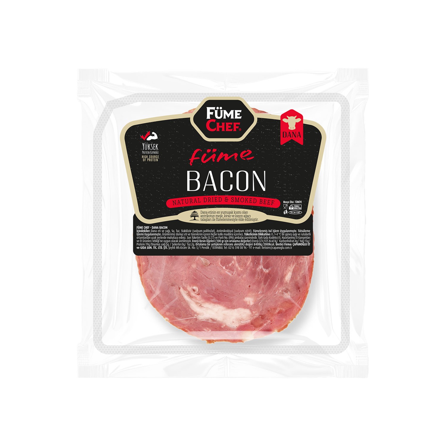 Dilim Dana Füme Bacon (Kaburga) Füme Et - 100gr