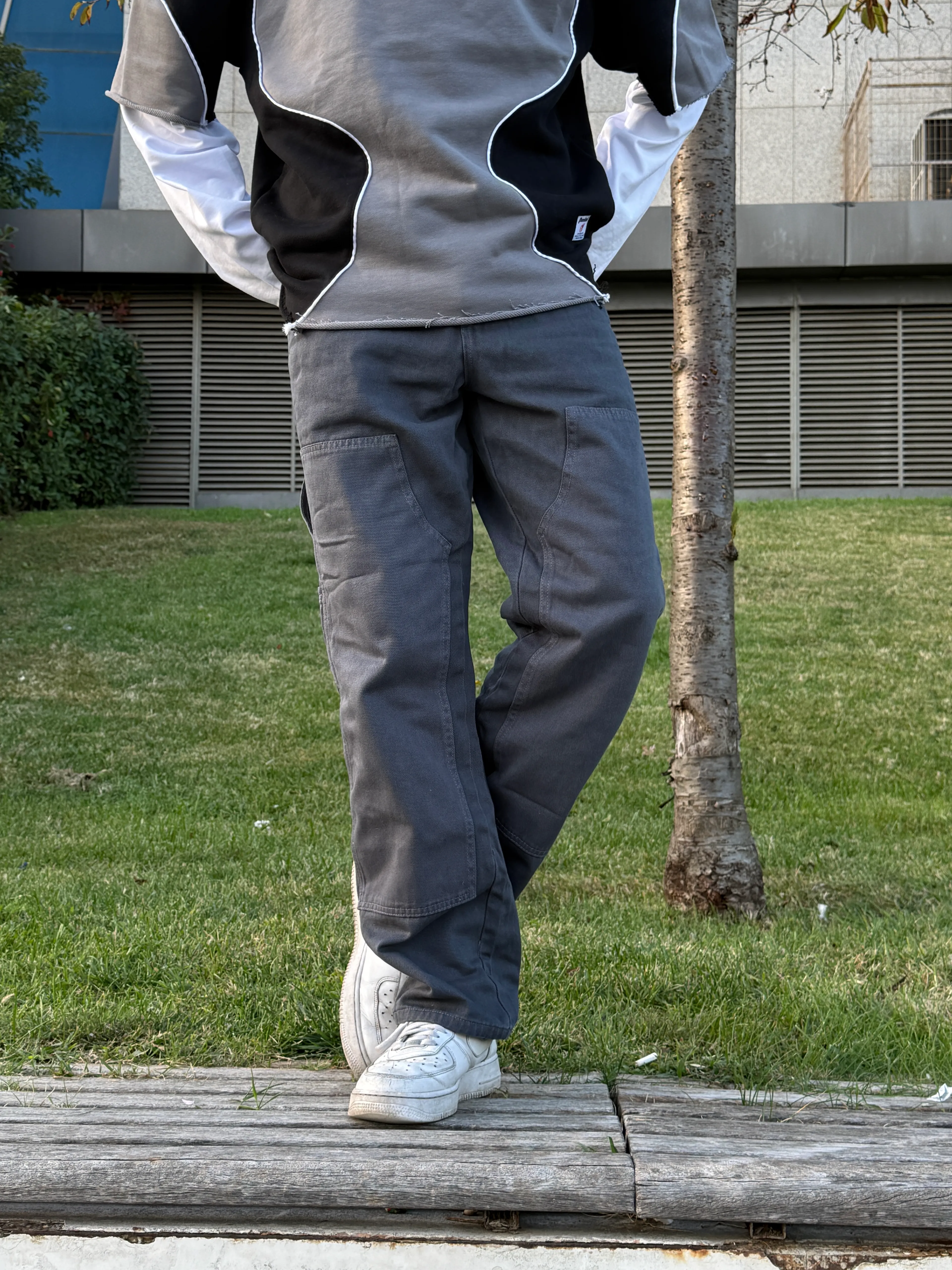 Gri Baggy Utility Pantolon