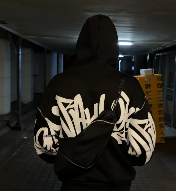 Graffiti Baskılı Oversize full zip hoodie