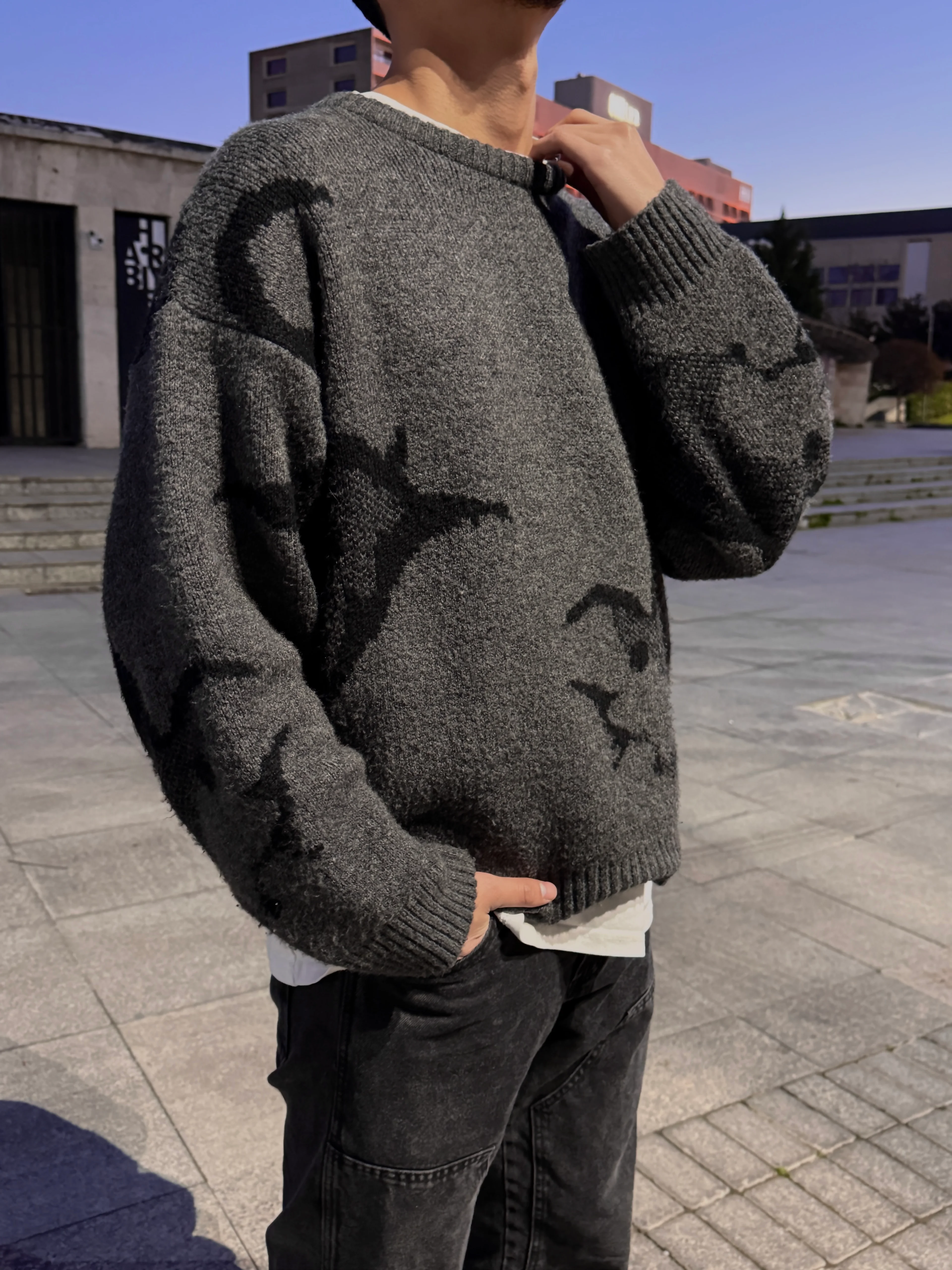 Desenli Premium Oversize Triko Kazak