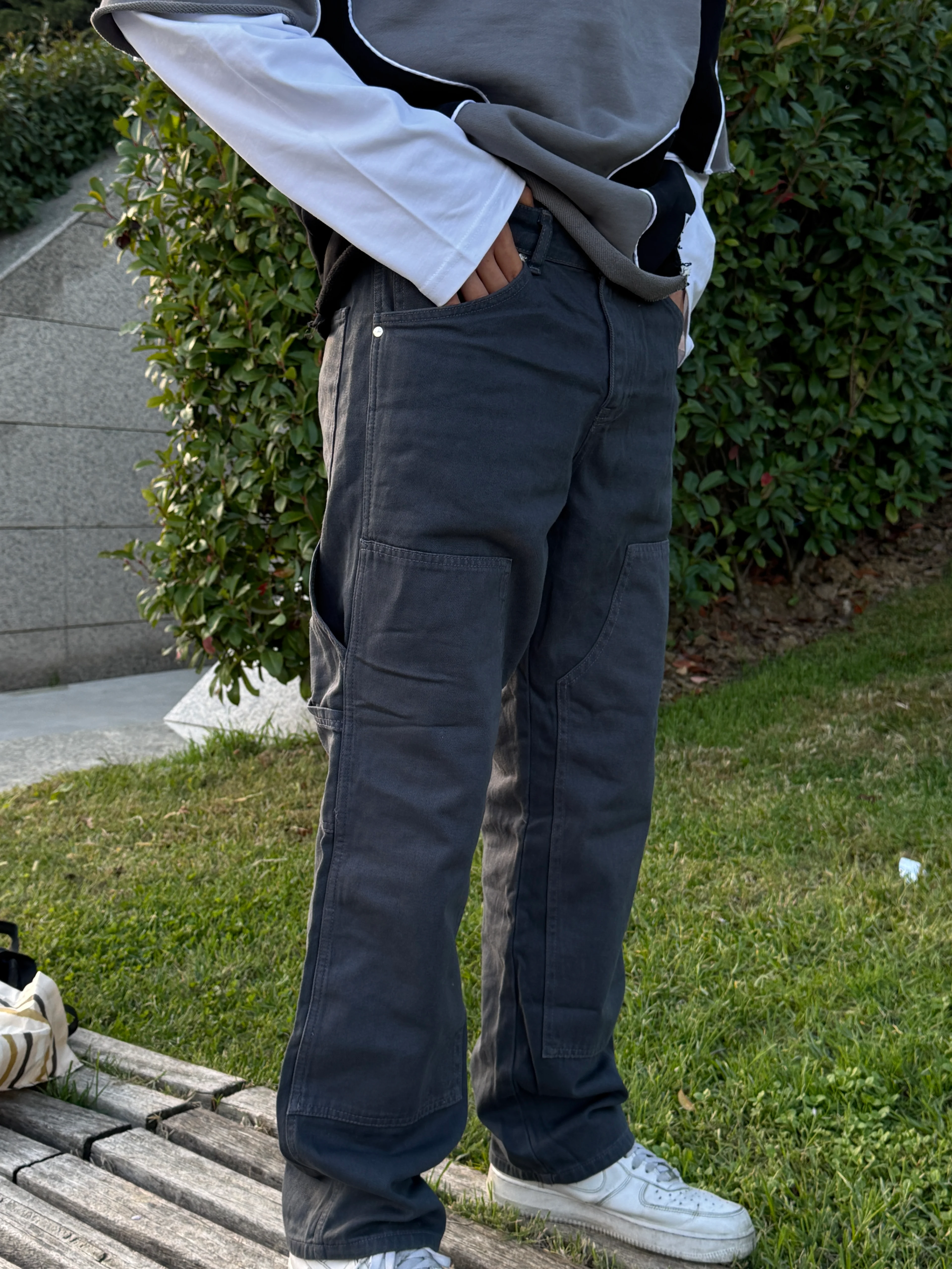 Gri Baggy Utility Pantolon