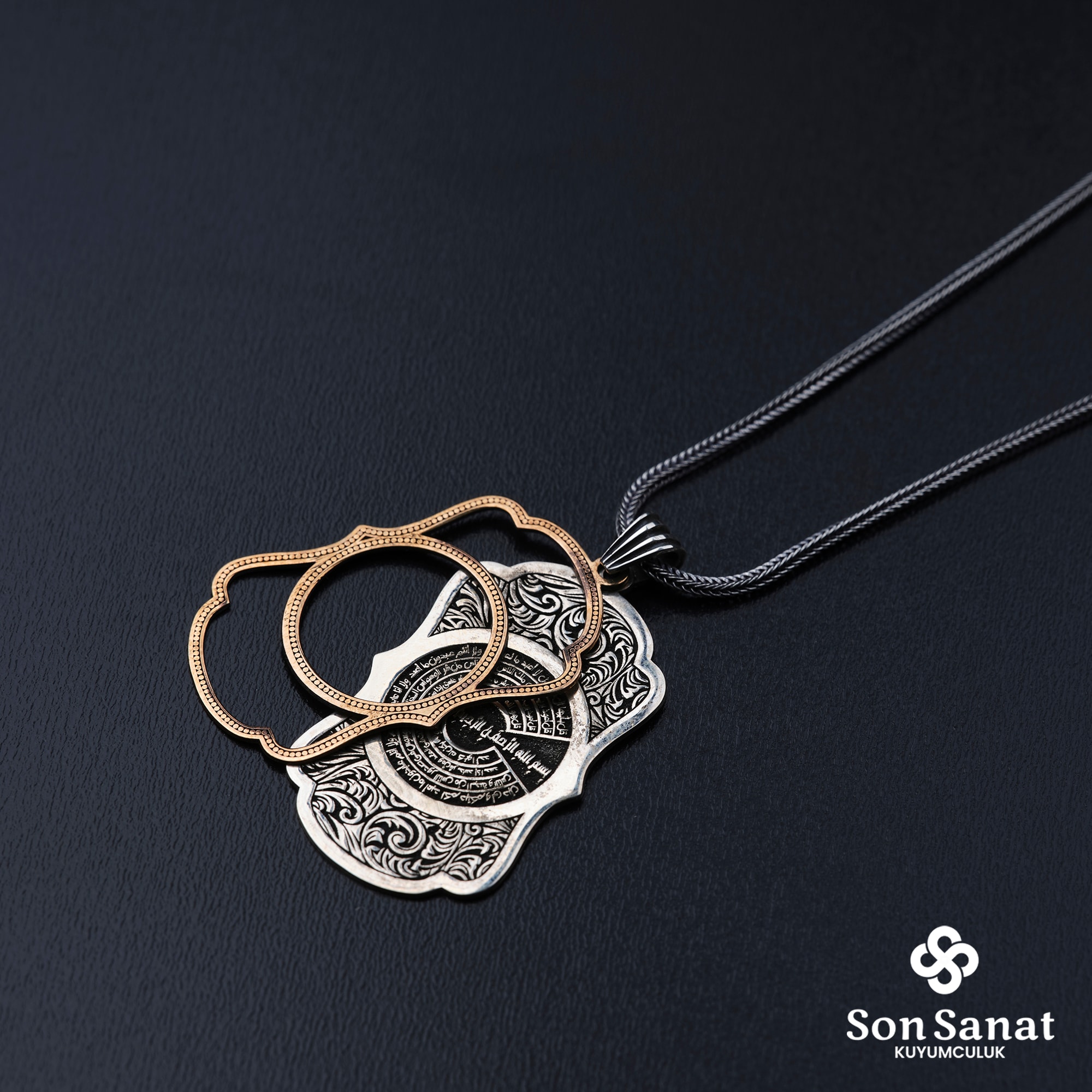 Dört Ayet Gravür 925 Ayar Madalyon Kolye