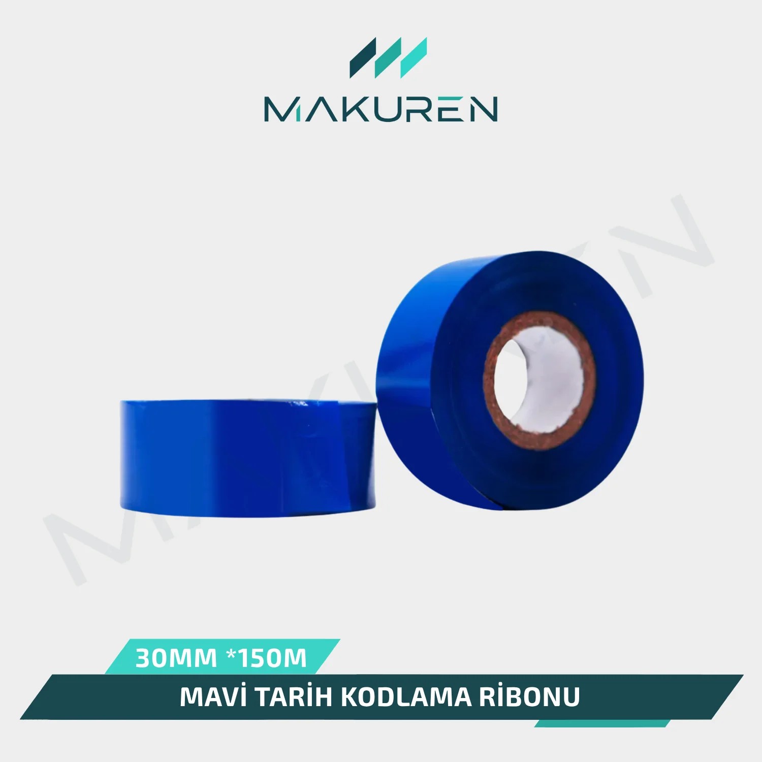 Mavi Tarih Kodlama Ribonu 30mm *150M