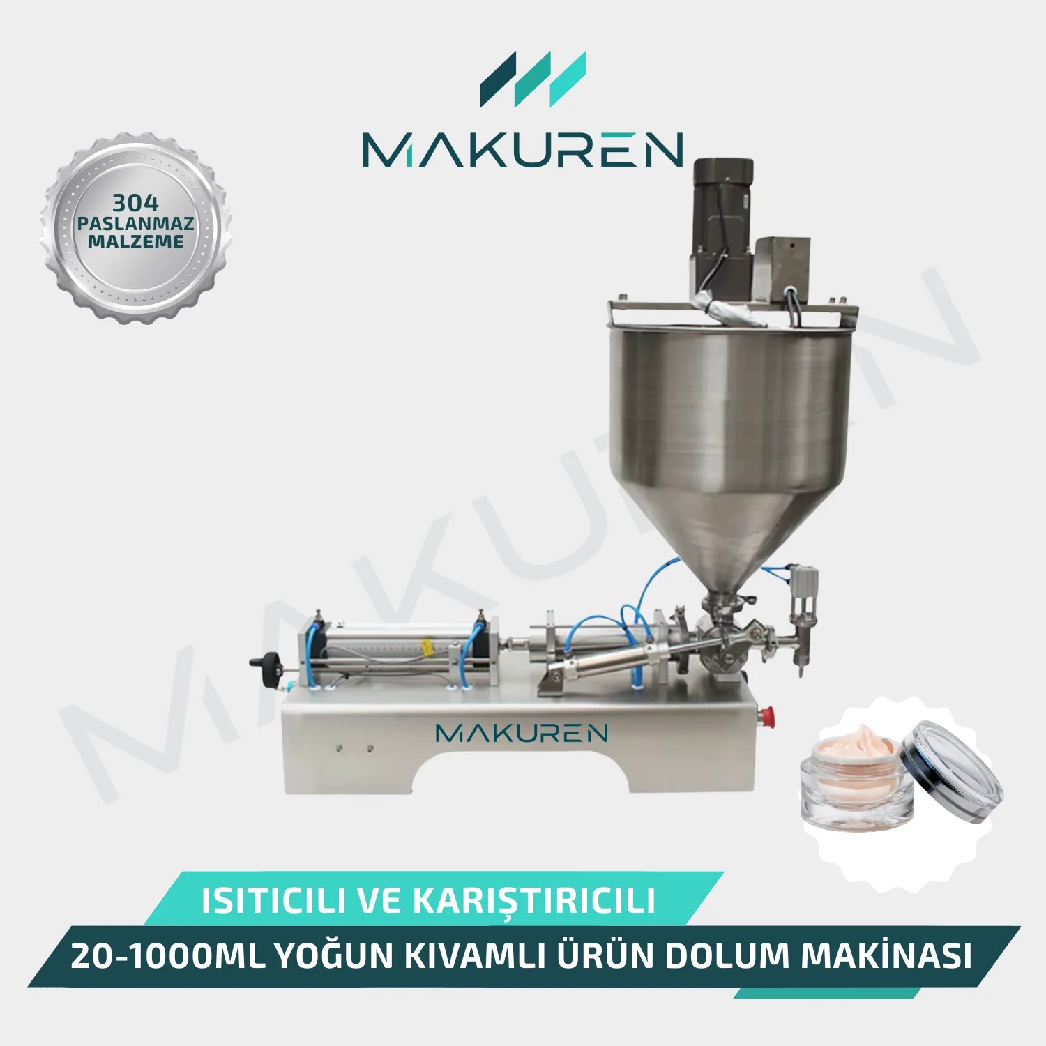 Isıtıcı ve Karıştırıcılı Yoğun Kıvamlı Ürün Dolum Makinası (50-1000 Ml)