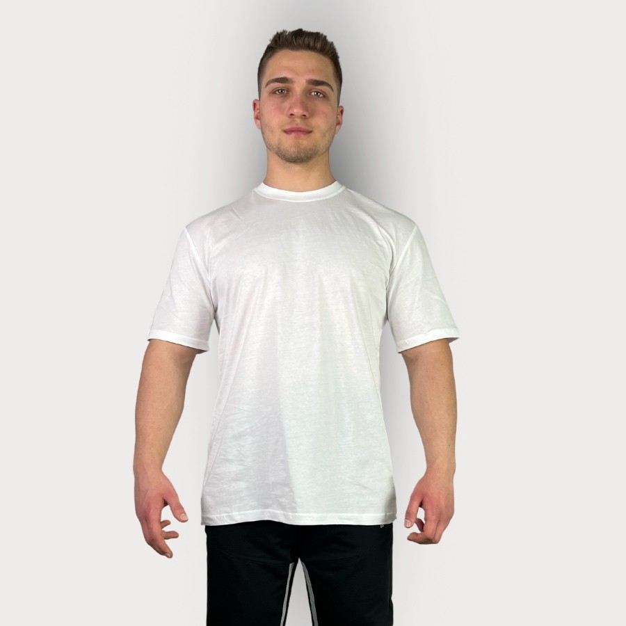 Sporcum Pamuklu Regular Fit Tshirt - Galium Serisi - Beyaz